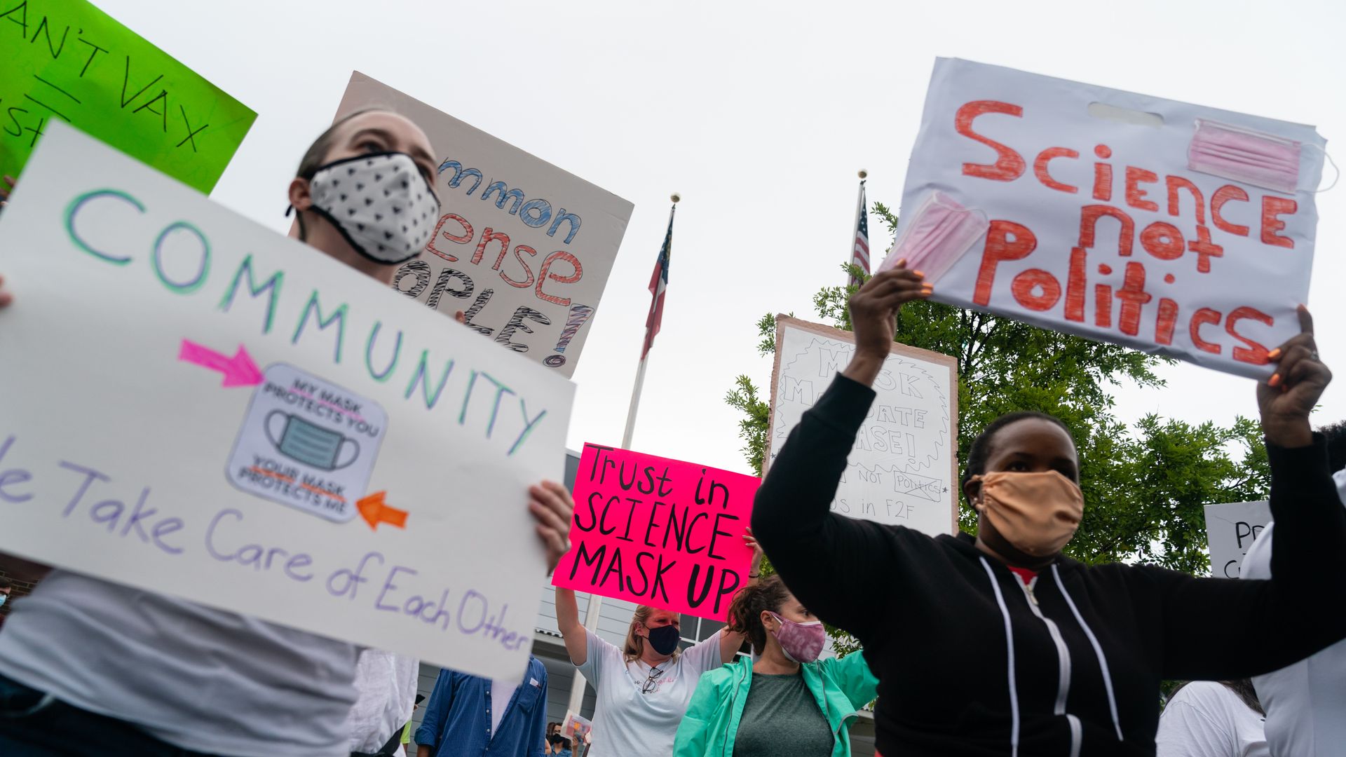 Parents protesting mask-optional policy of the Cobb County School District