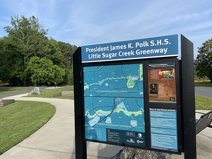 The Polk site leading to the Little Sugar Creek Greenway. Photo: Ashley Mahoney/Axios
