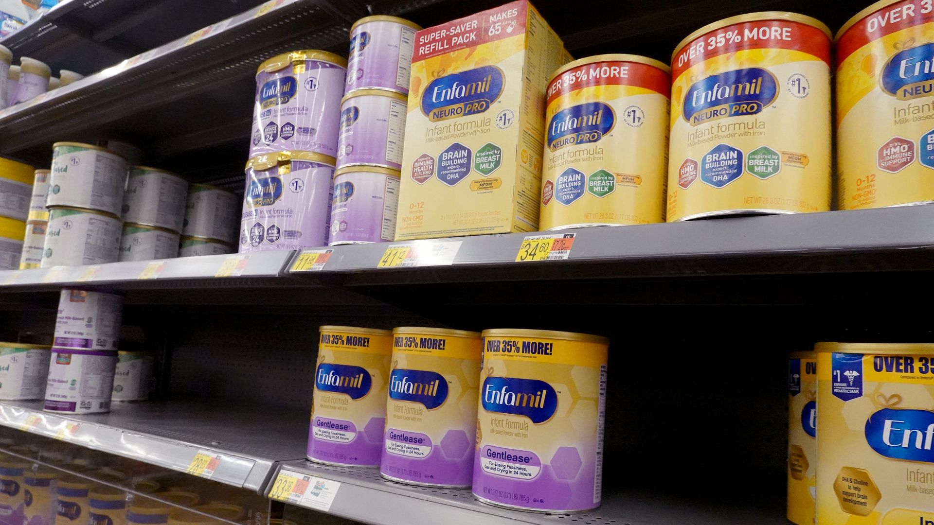 Baby formula on a shelf in a store in Chicago on January 2022.