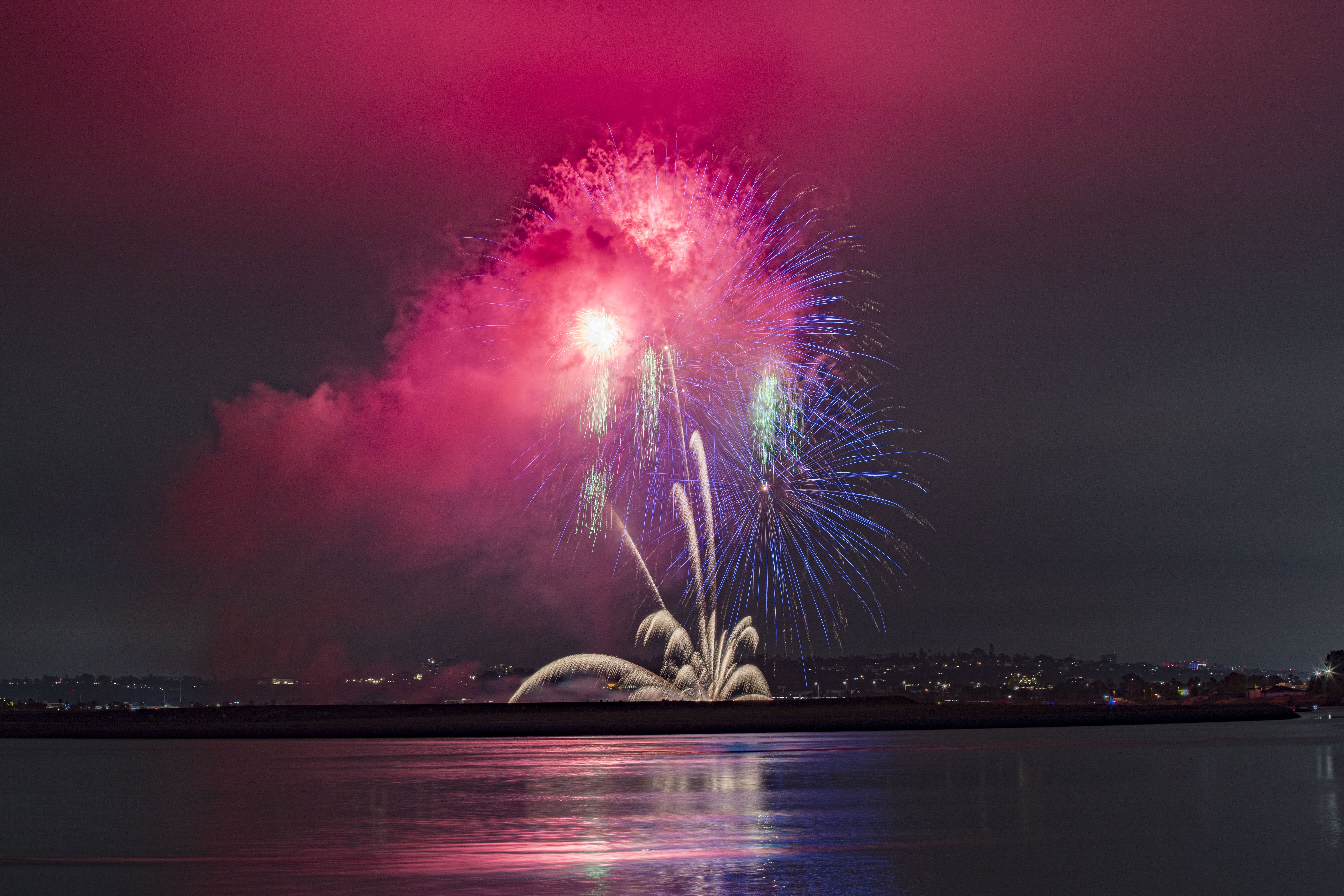 Fireworks explode over Sea World San Diego as part of their Independence Day celebrations on July 03, 2021 in San Diego, California.