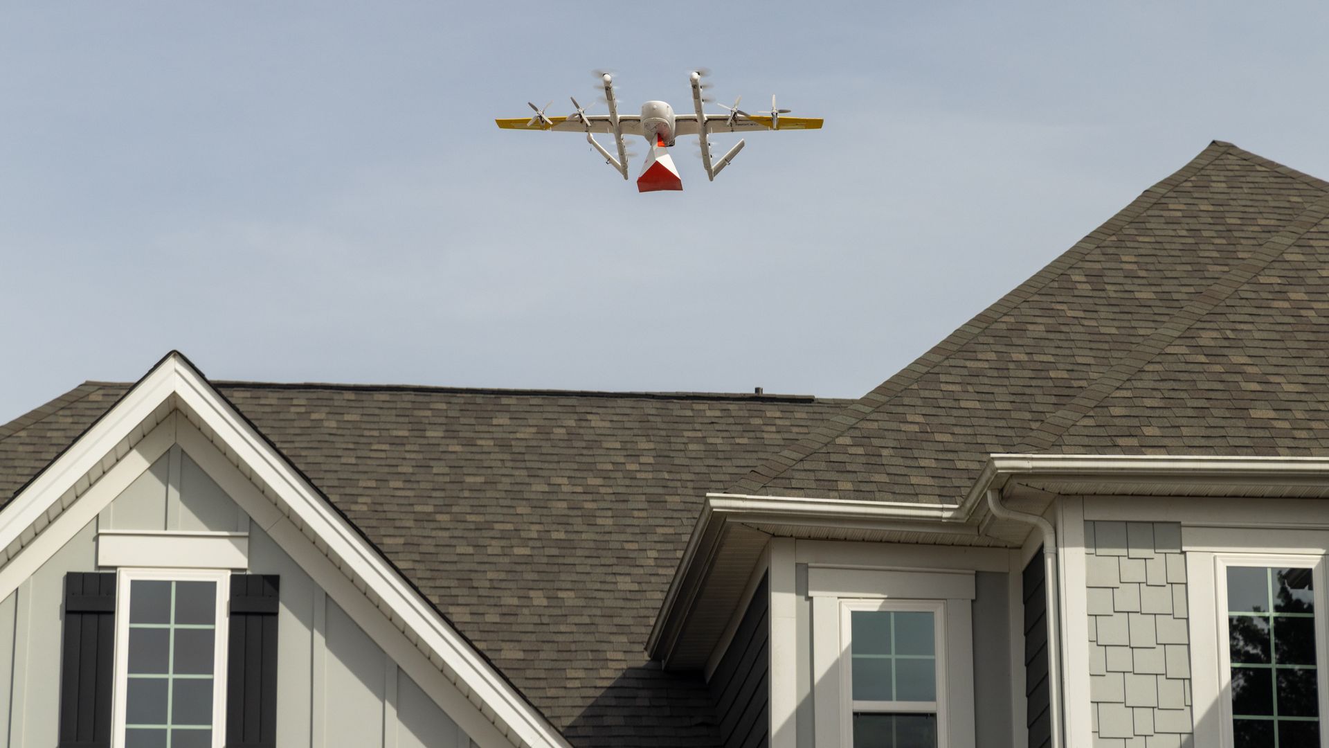 Drone delivers food at a house