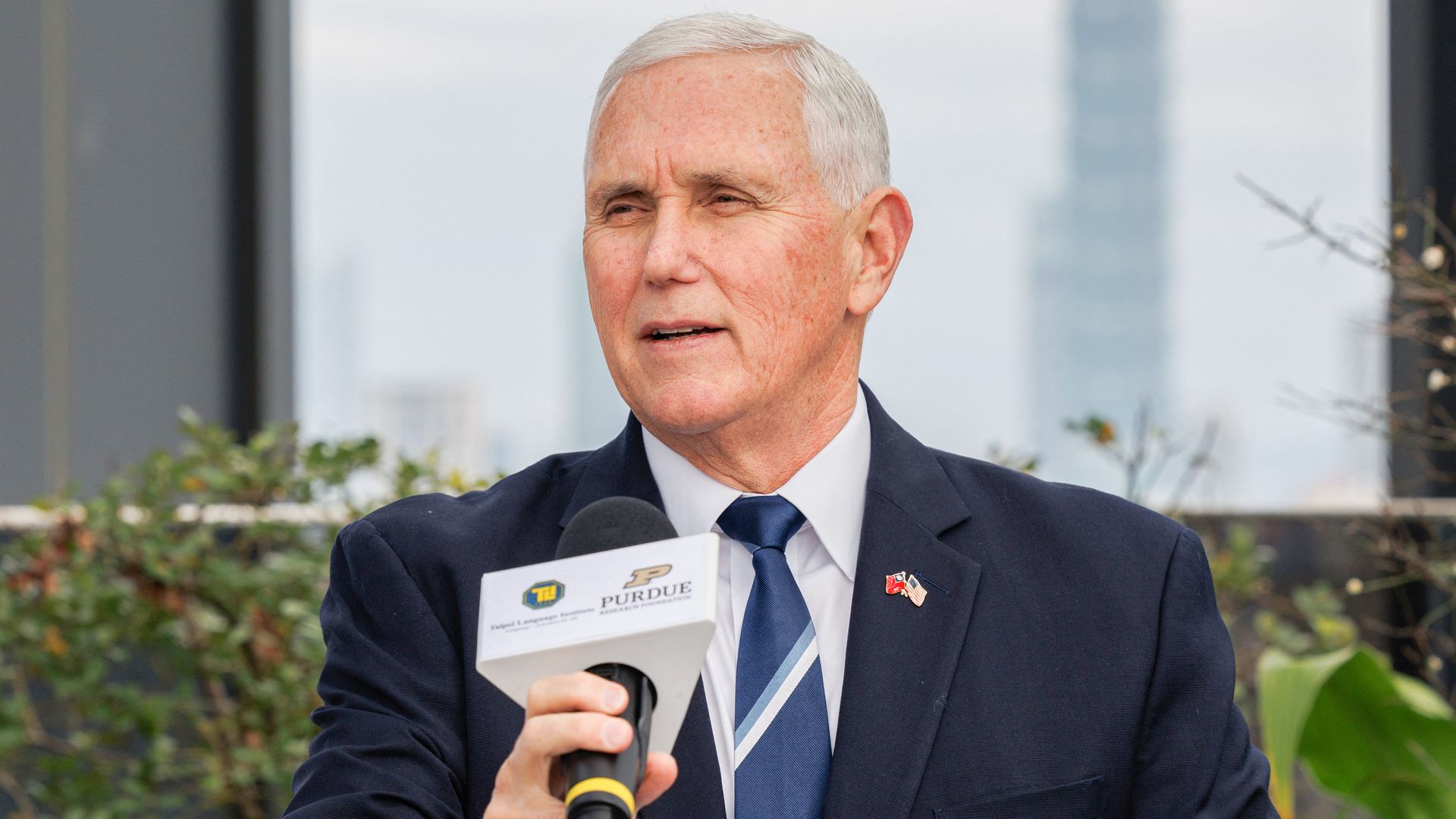 Former US Vice President Mike Pence delivers a speech during the TLI-PRF Global Alliance Forum in Taipei on January 17, 2025. 