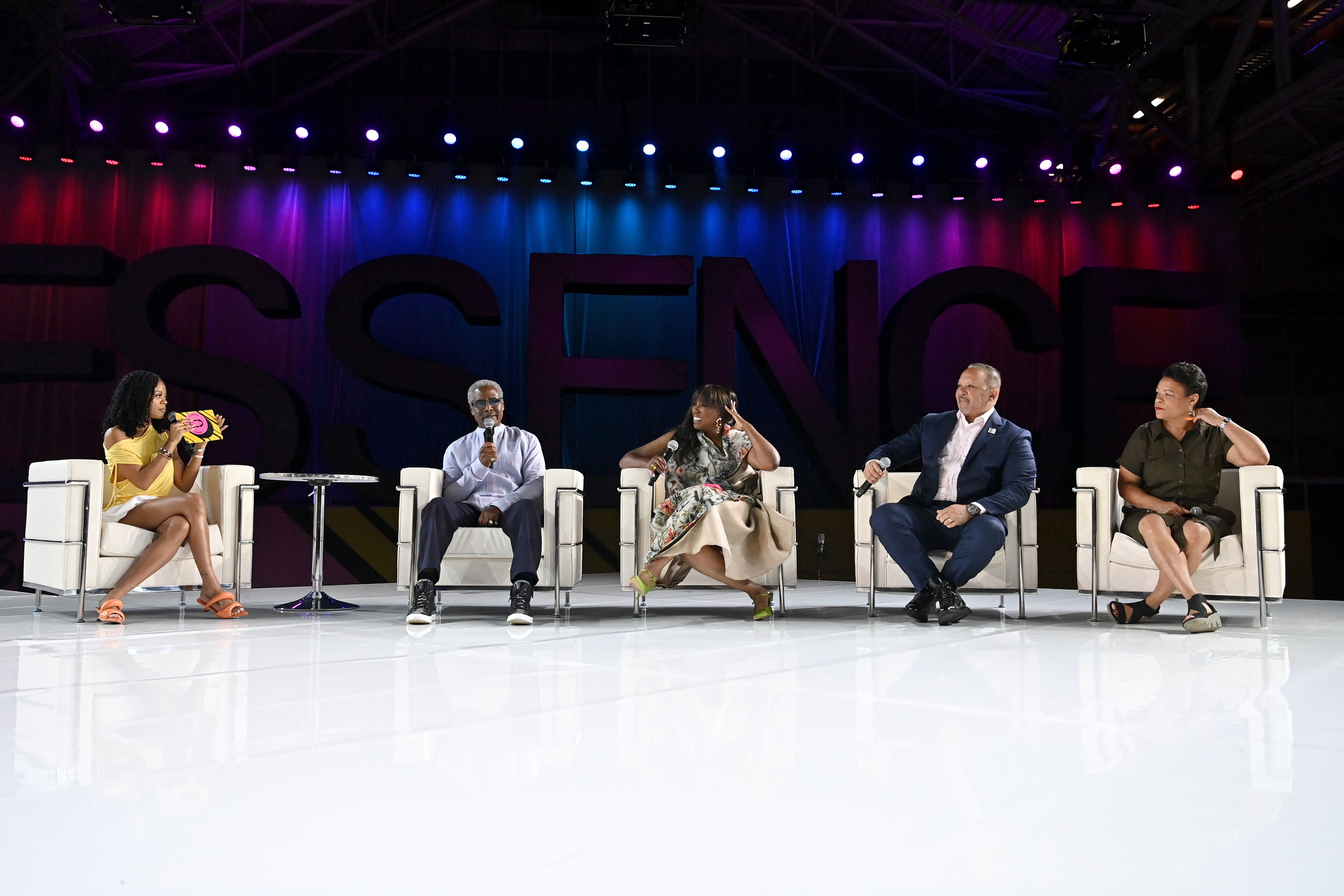 Photo shows Mikki Taylor, Marc Morial, Nandi Howard, Ed Lewish and LaToya Cantrell on stage at Essence.