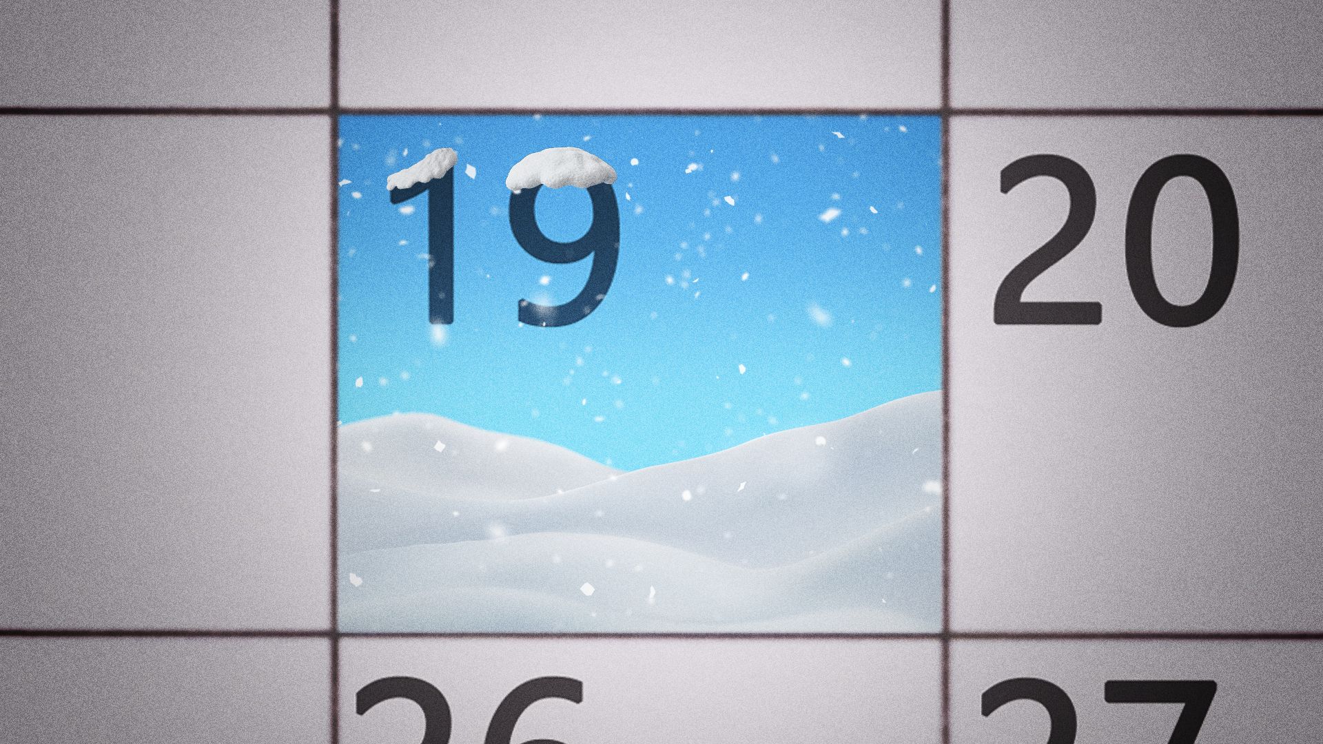 Illustration of a snowy day inside of a calendar. 