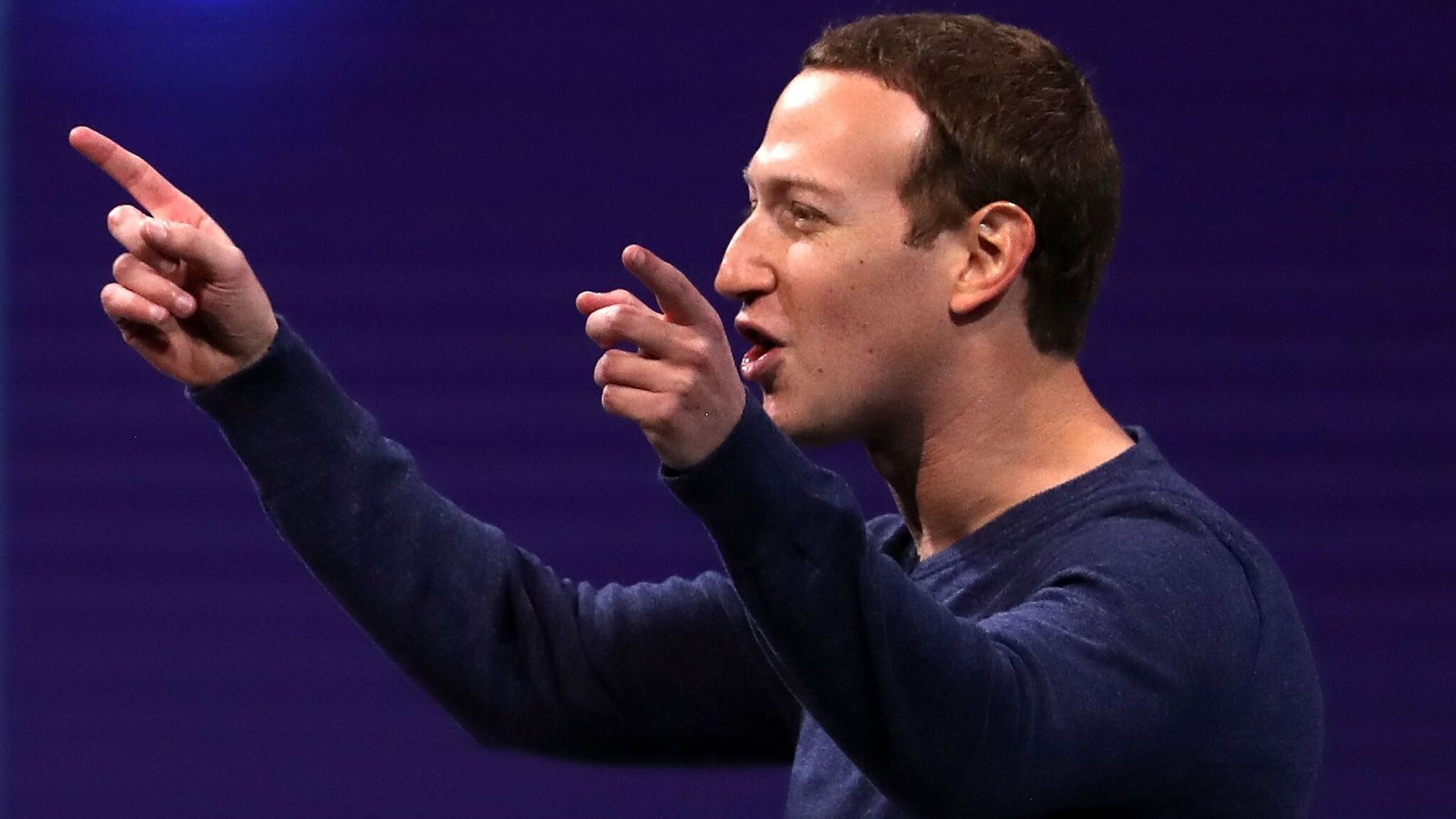 Mark Zuckerberg with hands pointing
