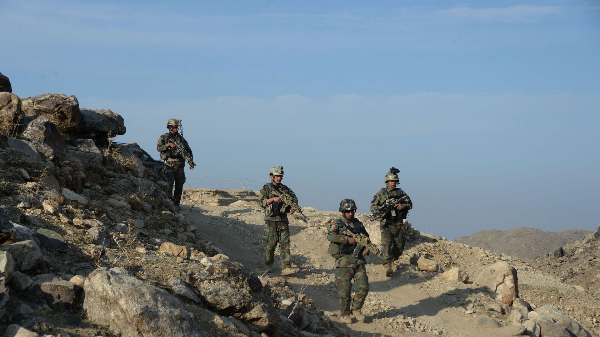 Afghan commando forces on patrol