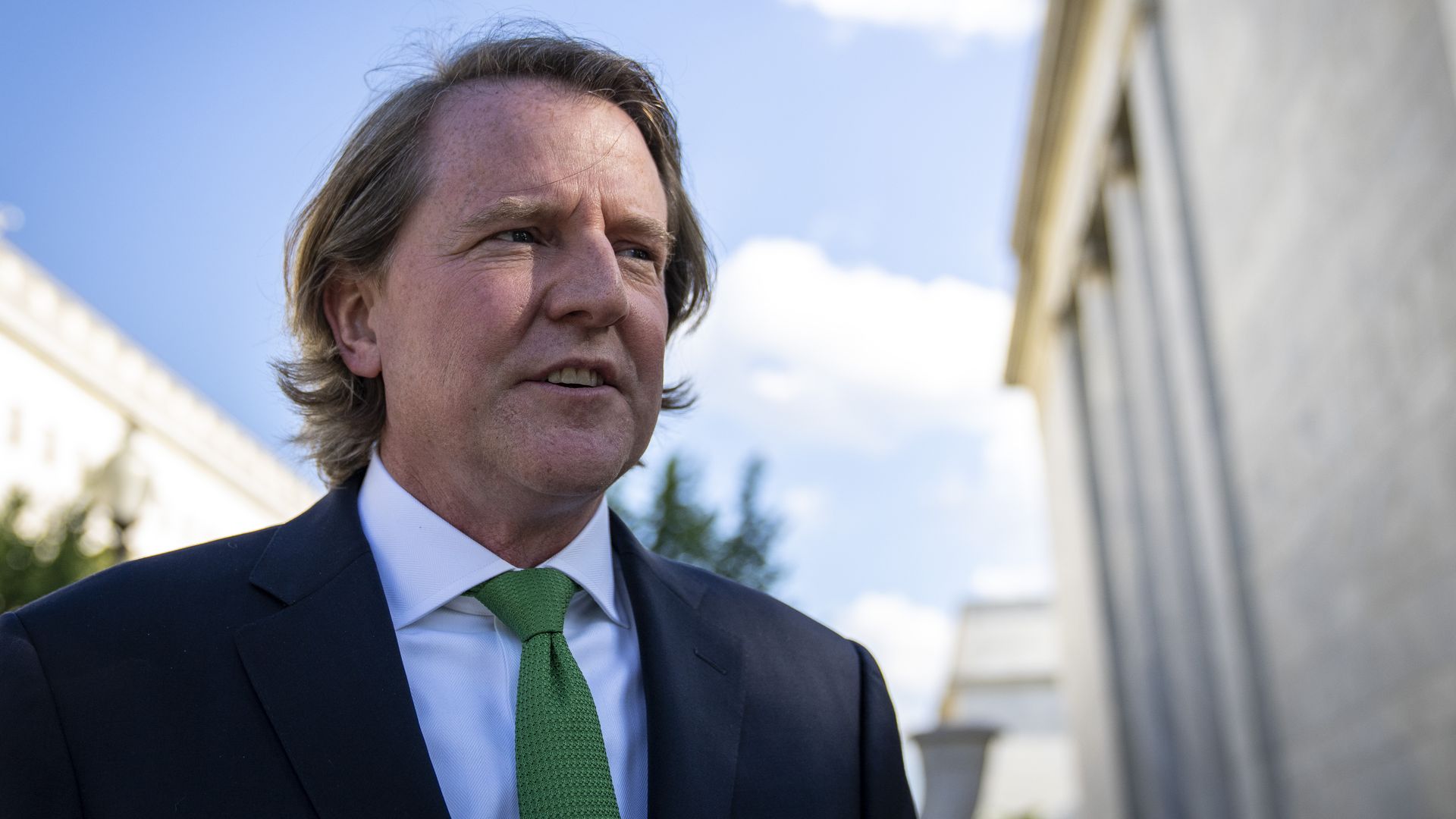Former White House counsel Don McGahn leaves Capitol Hill after closed door meeting with the House Judiciary Committee on June 4, 2021 in Washington, DC. 