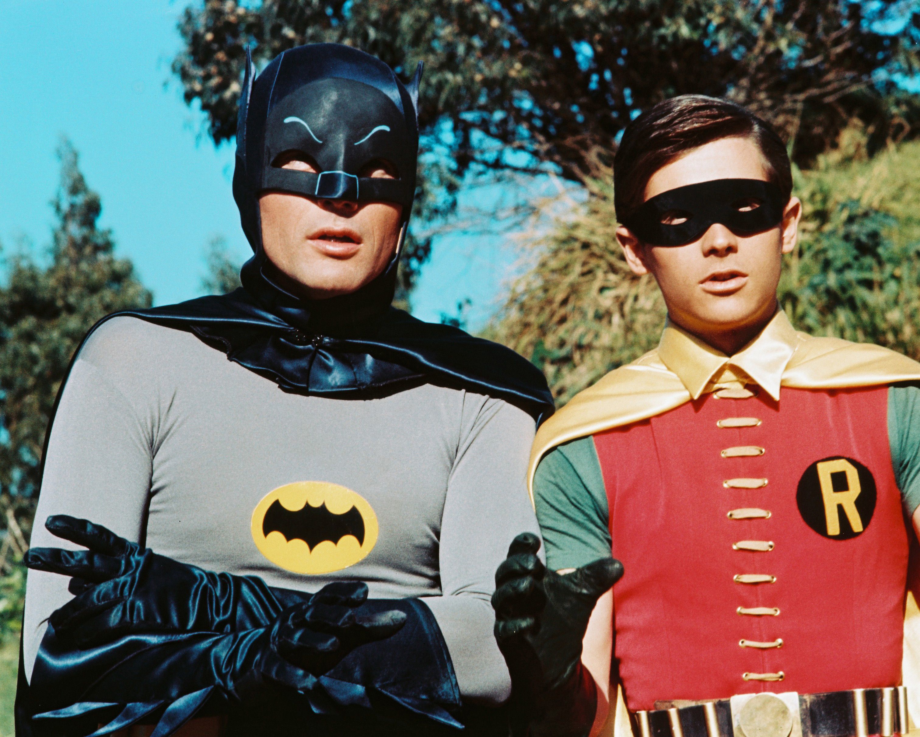 Photo shows Batman and Robin in costume.