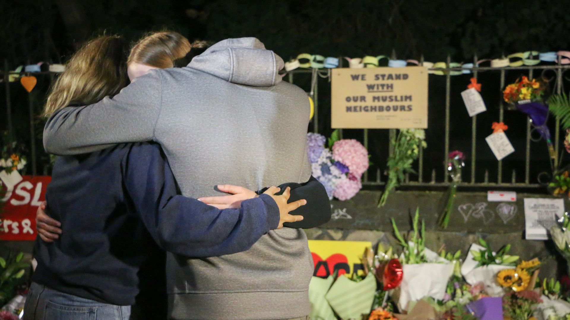 People pay their respects to the victims of the Christchurch mosques shooting in the South Island city.