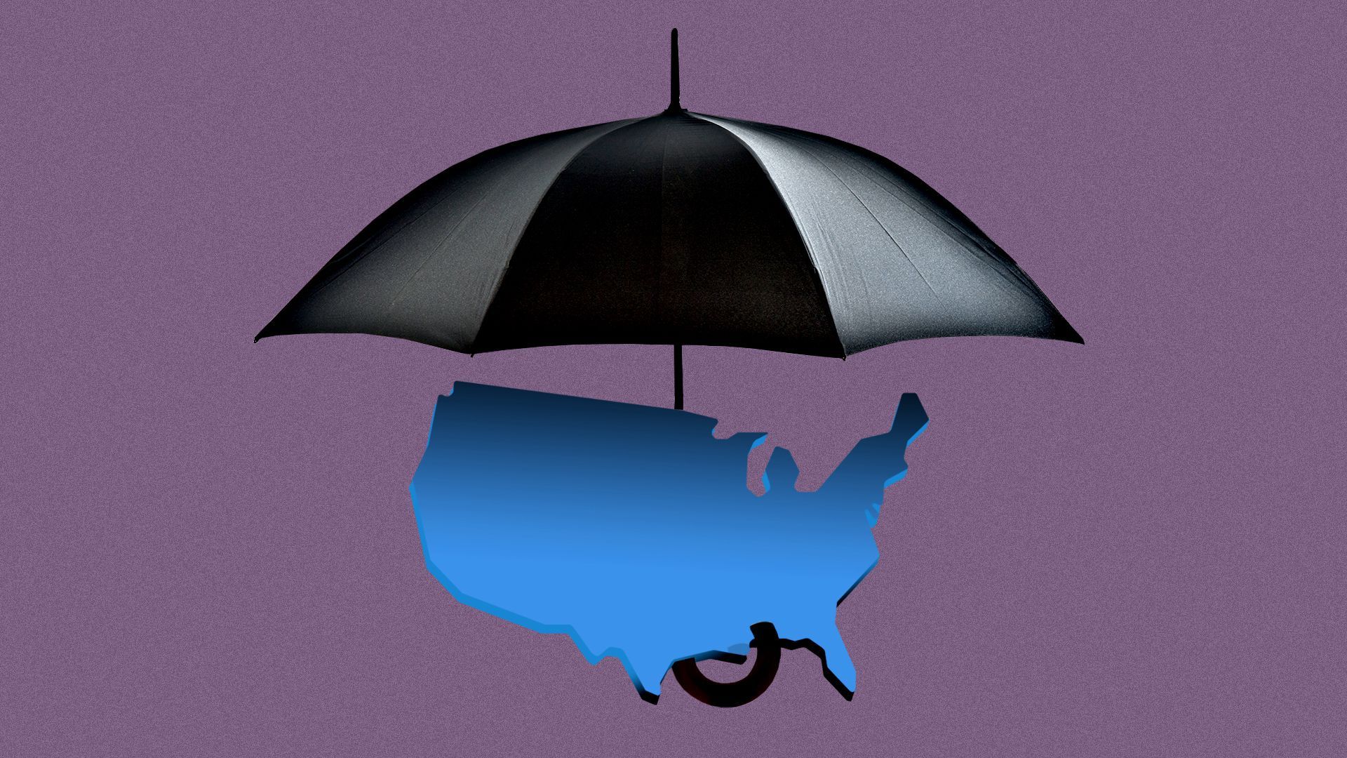 Illustration of the U.S. map under a large rain umbrella
