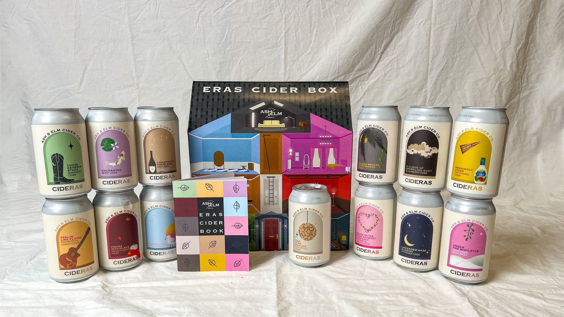 Cans of cider and a box.