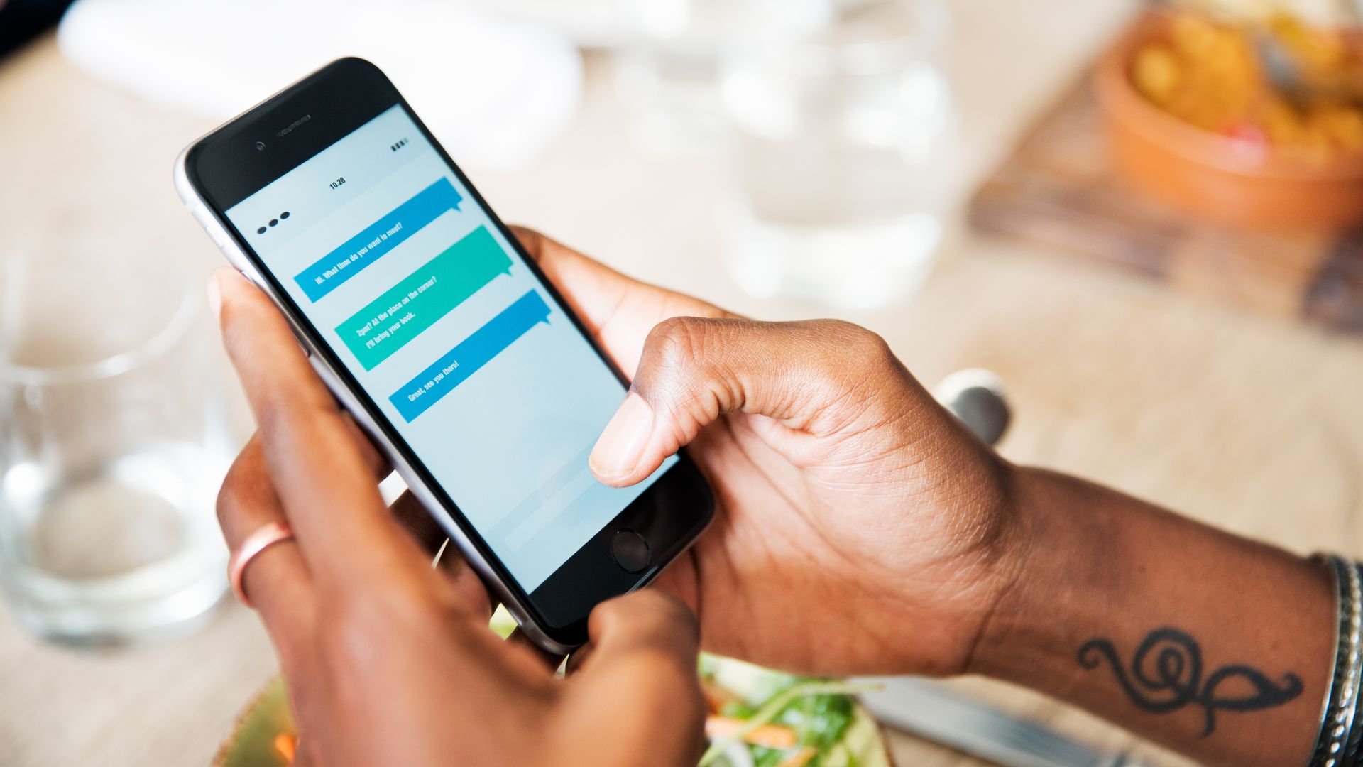 Someone texting on a smartphone