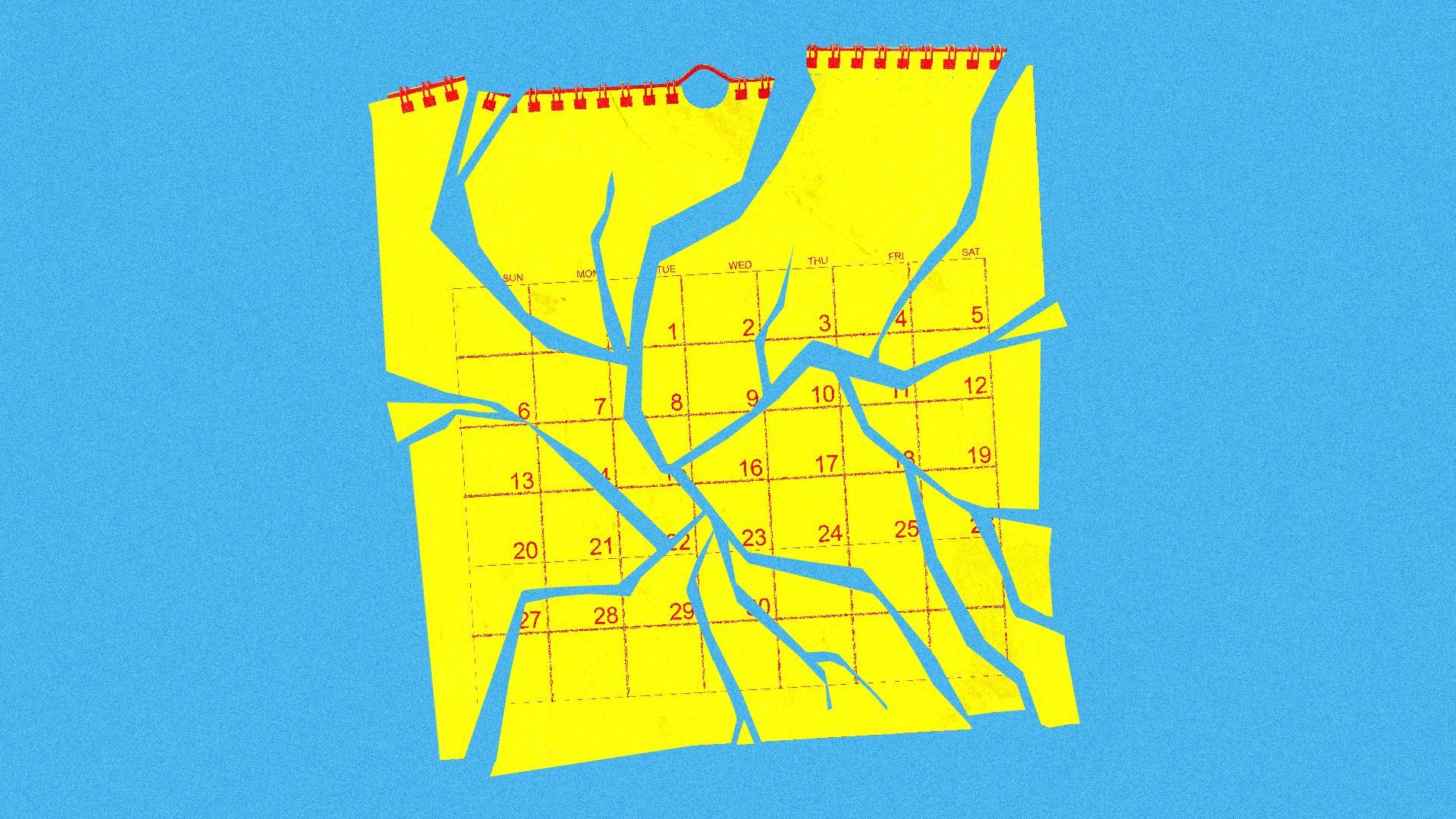 Illustration of a shattered calendar.