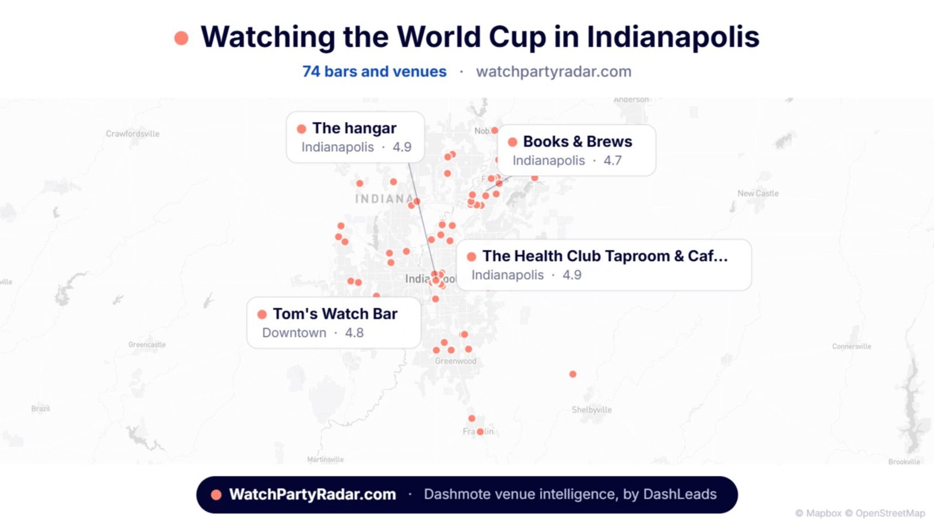Map of World Cup parties in Indianapolis