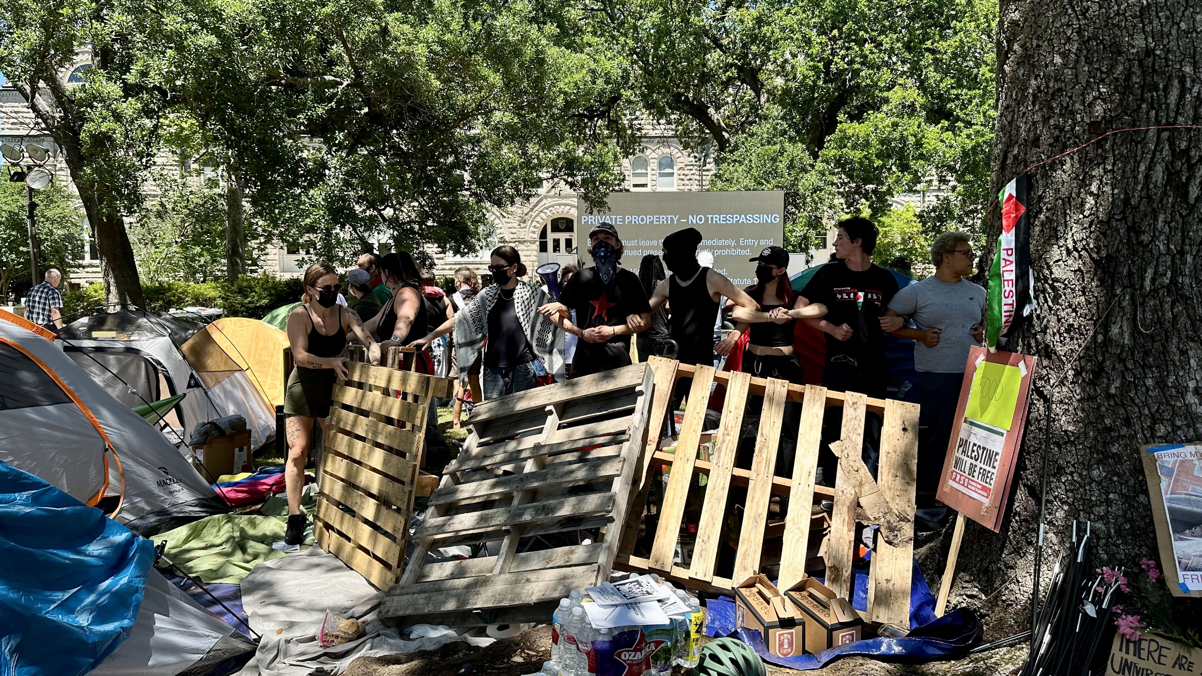 Photos show people protesting at Tulane University in New Orleans