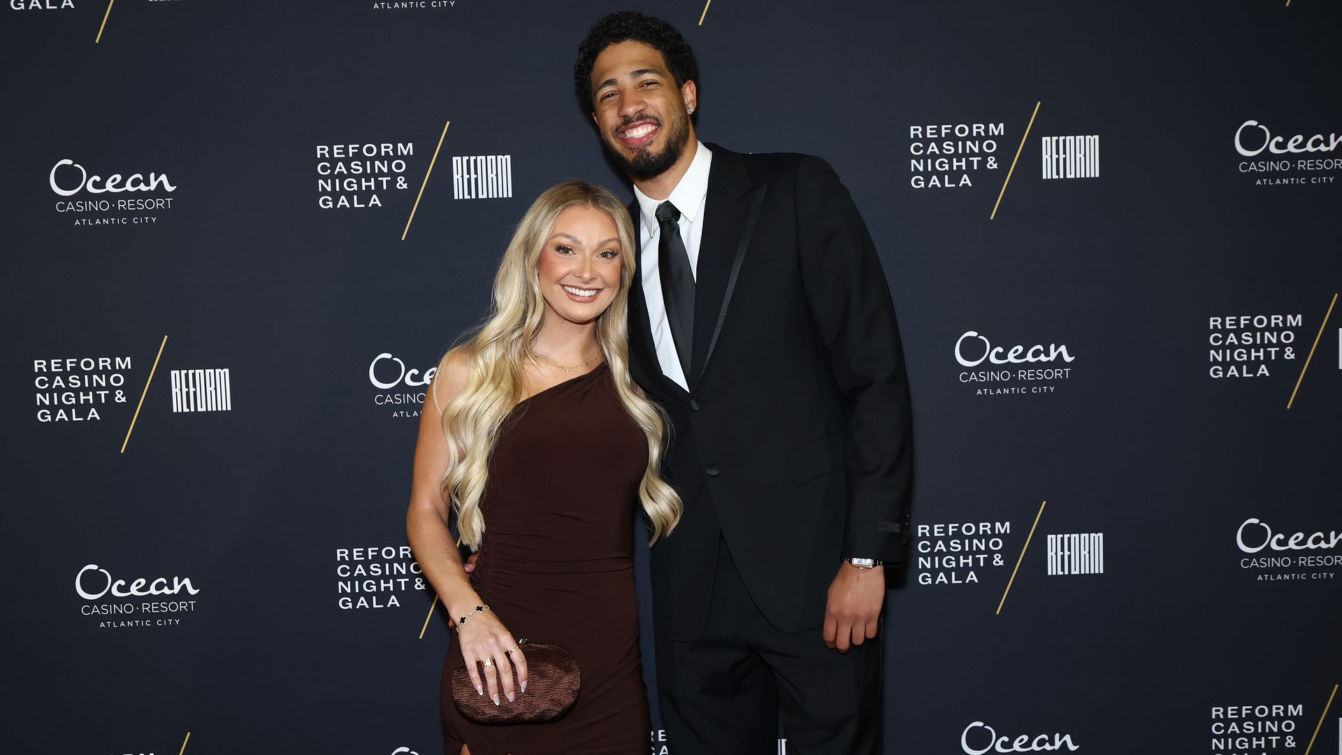 Jade Jones and Tyrese Haliburton attend the Michael Rubin REFORM Alliance Casino Night Event on September 13, 2025 in Atlantic City, New Jersey.