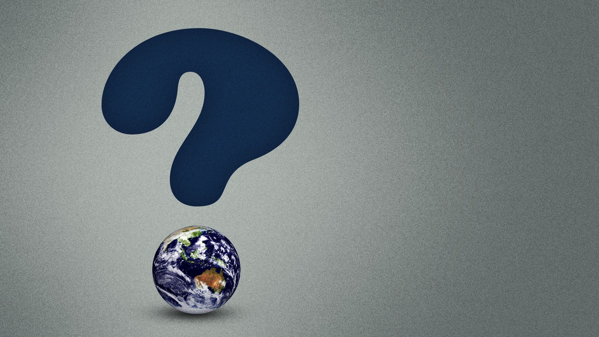 Illustration of a globe as the dot in a question mark. 