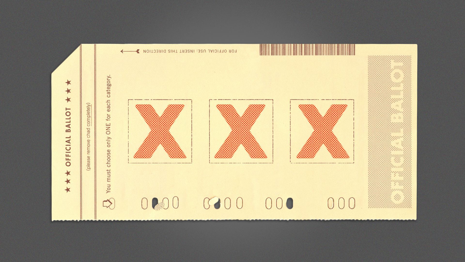 Illustration of a ballot with "XXX" on it.