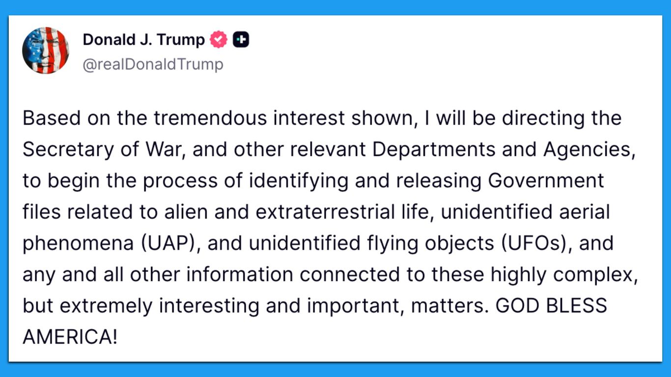 Trump orders UFO files release after slamming Obama over alien comments