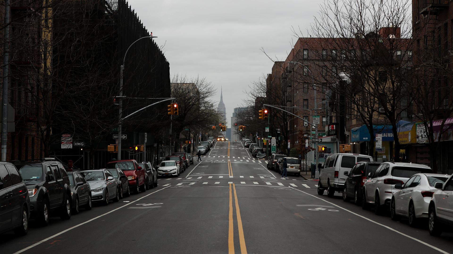 Image of a totally empty street in New York City on March 29, 2020