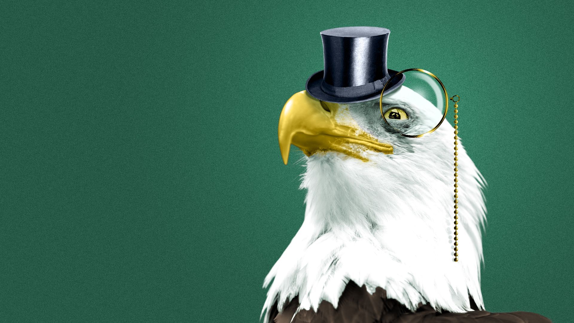 Illustration of an eagle wearing a top hat and monocle.