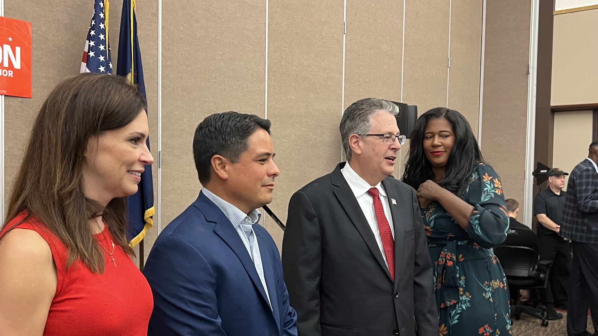 From left to right: Tudor Dixon, Shane Hernandez, Matt DePerno, Kristina Karamo