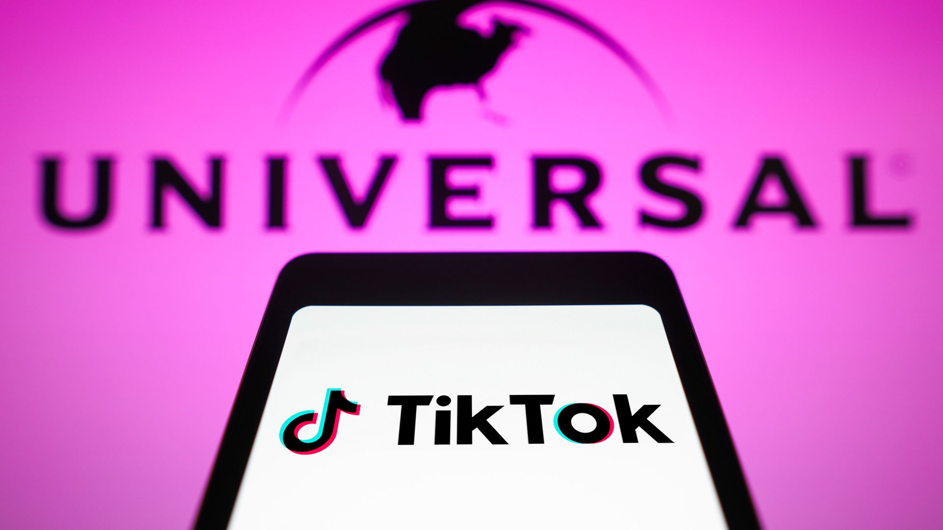 An image showing the Universal and TikTok logos