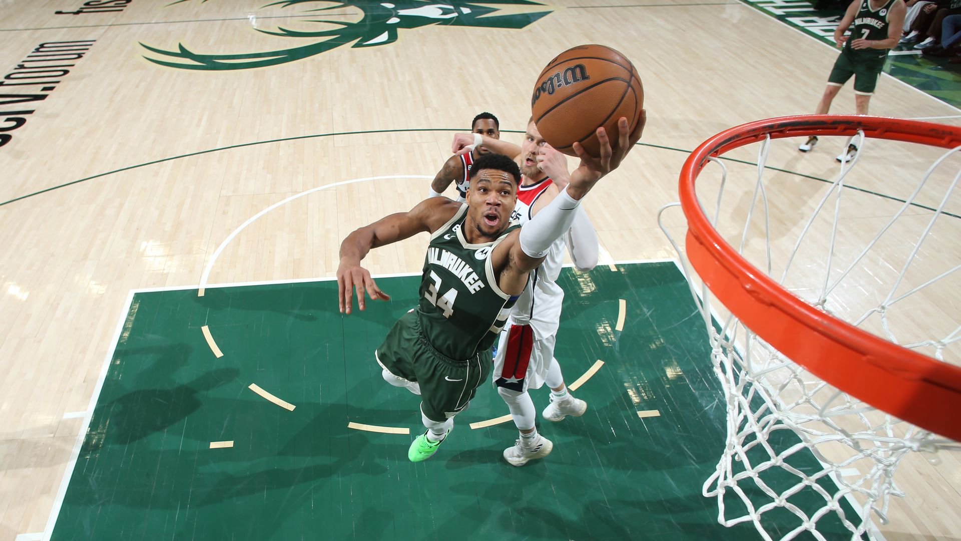 Giannis soaring to the rim