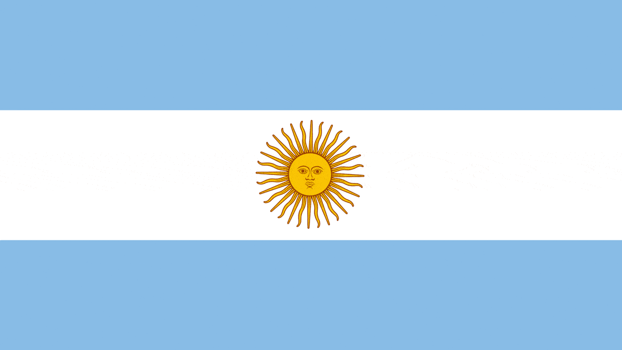 Animated illustration of the sun on the Argentinian flag falling off.