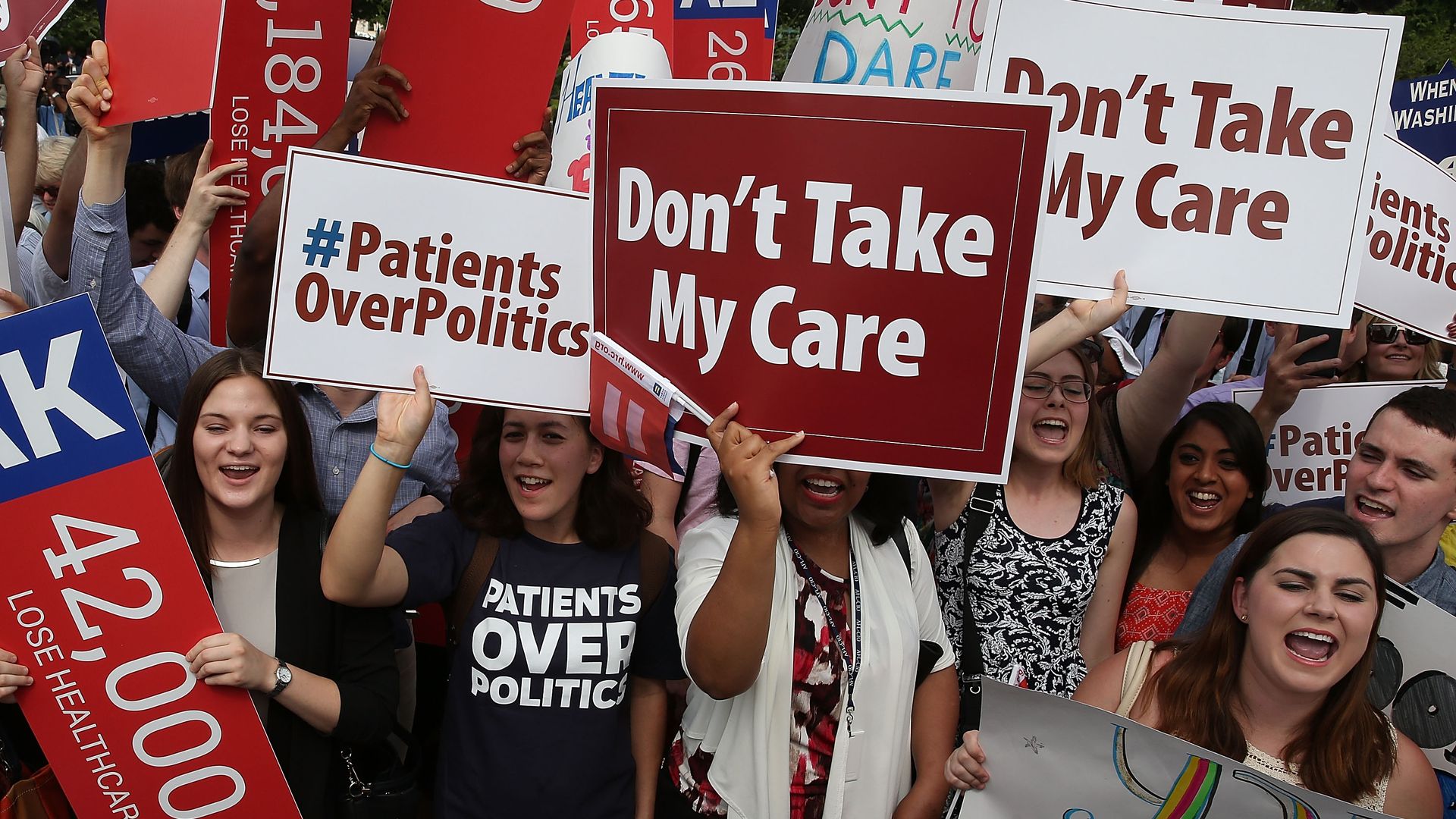 Affordable Care Act supporters in front of the Supreme Court