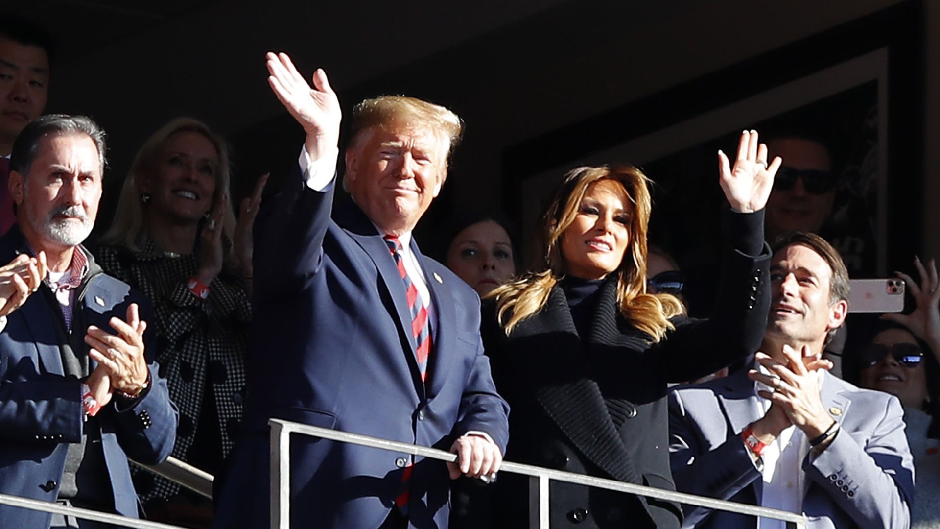 President Donald Trump and first lady Melania Trump attend the game between the LSU Tigers and the Alabama Crimson Tide at Bryant-Denny Stadium on November 09, 2019 in Tuscaloosa, Alabama