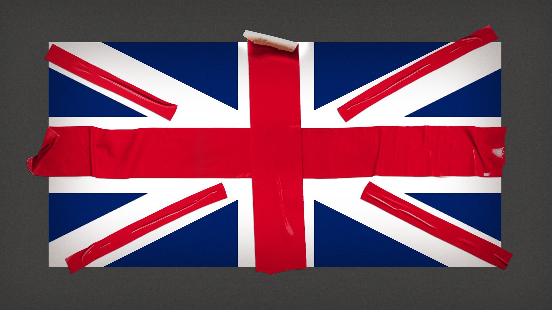 Illustration of the Union Jack made out of red tape.