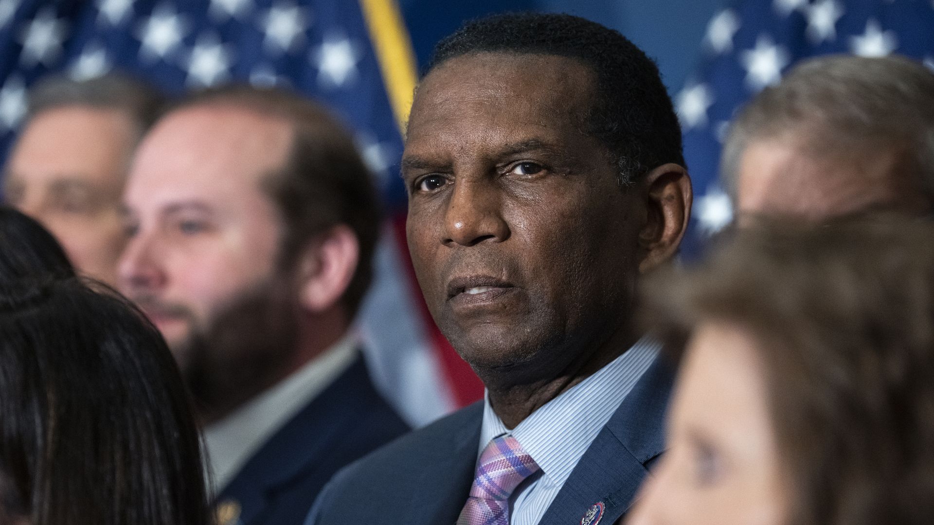 Rep. Burgess Owens, R-Utah, attends a news conference in Rayburn Building.