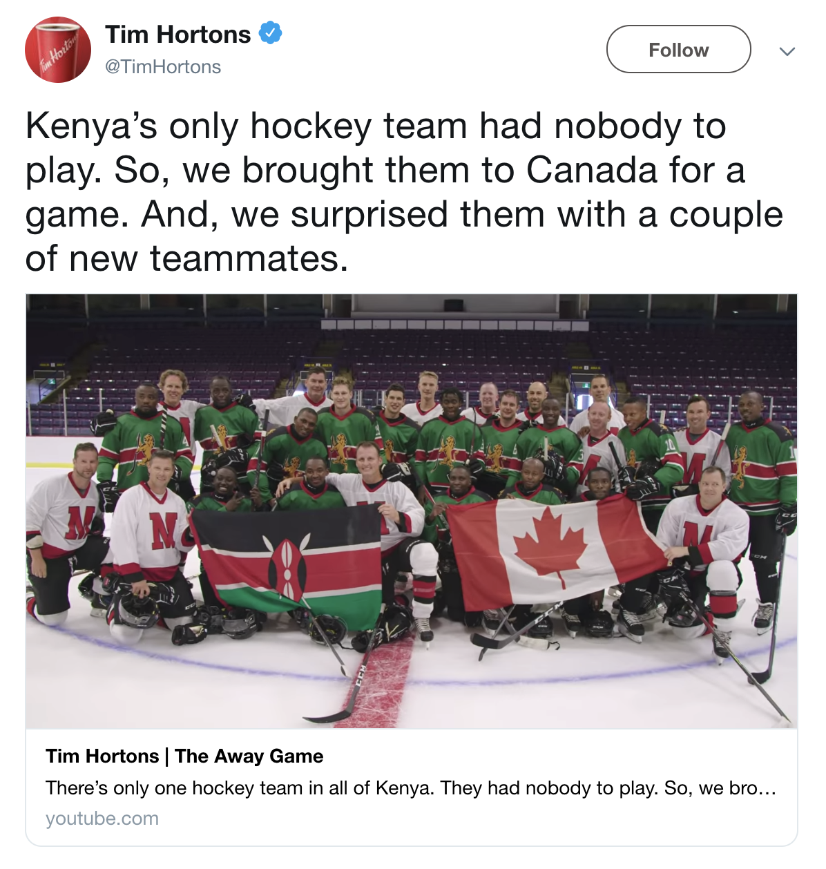 Tim Hortons brought Kenya's only hockey team to Canada for a game