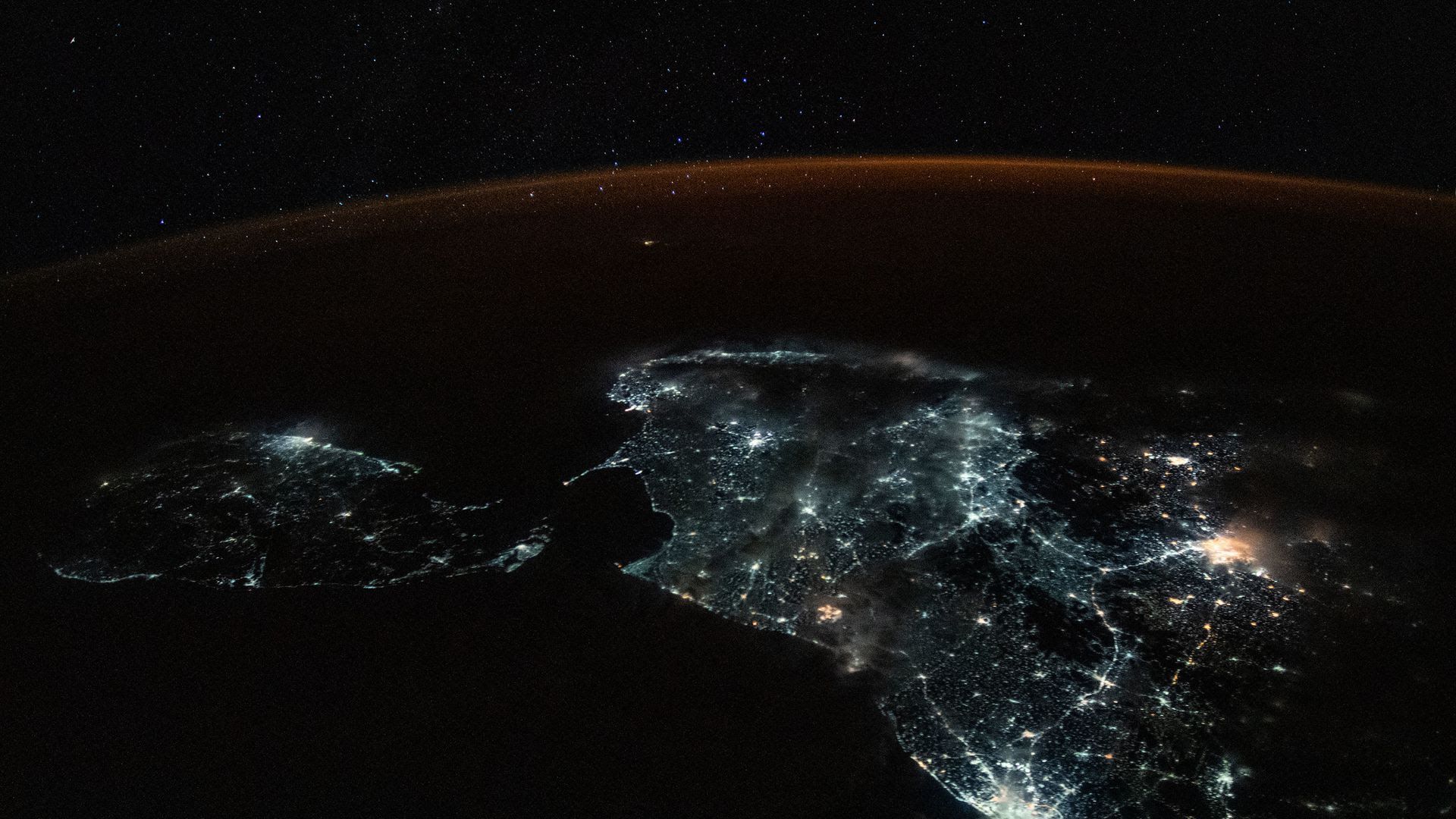 Photo of the Earth seen from Hubble Space telescope