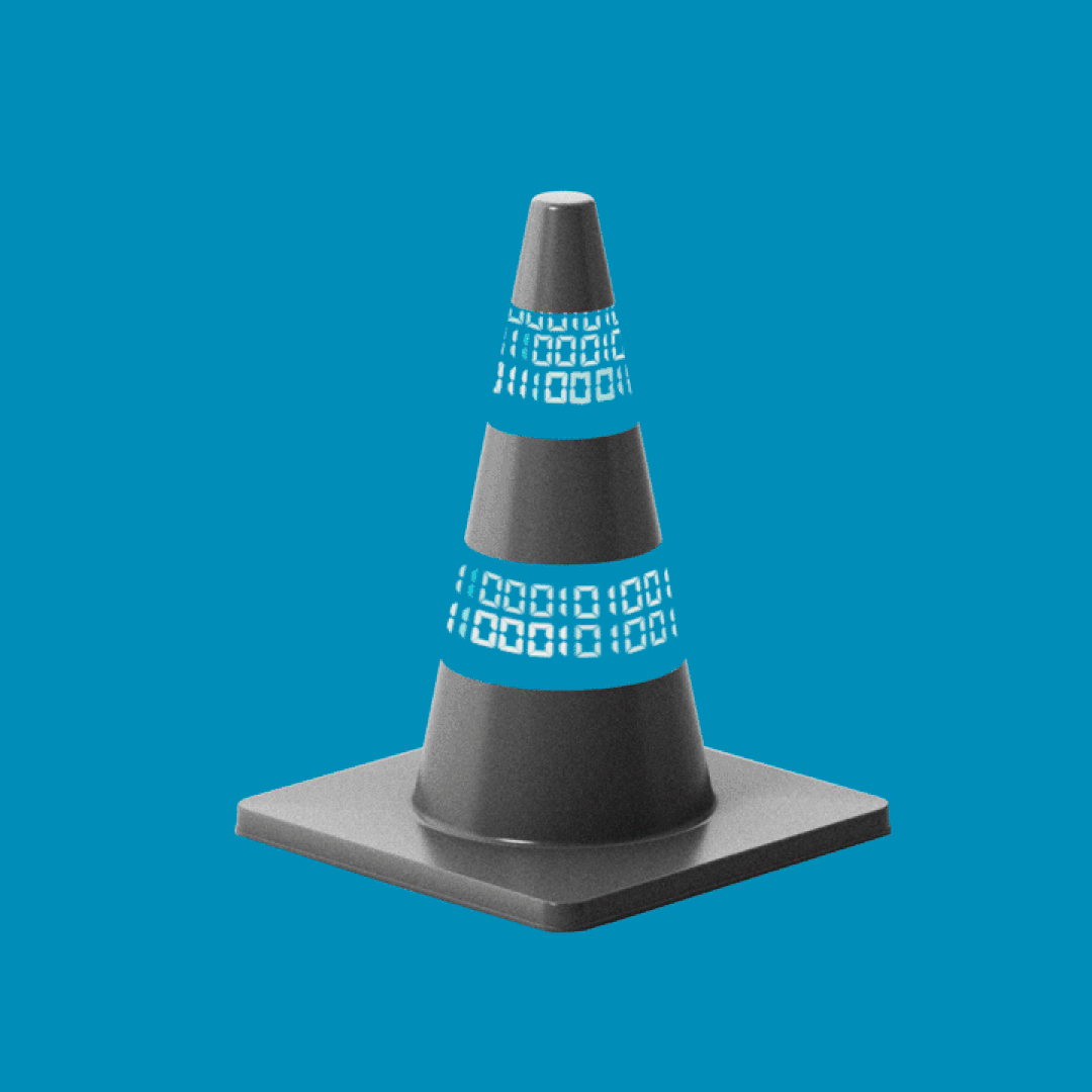Traffic cone with binary running across as stripes