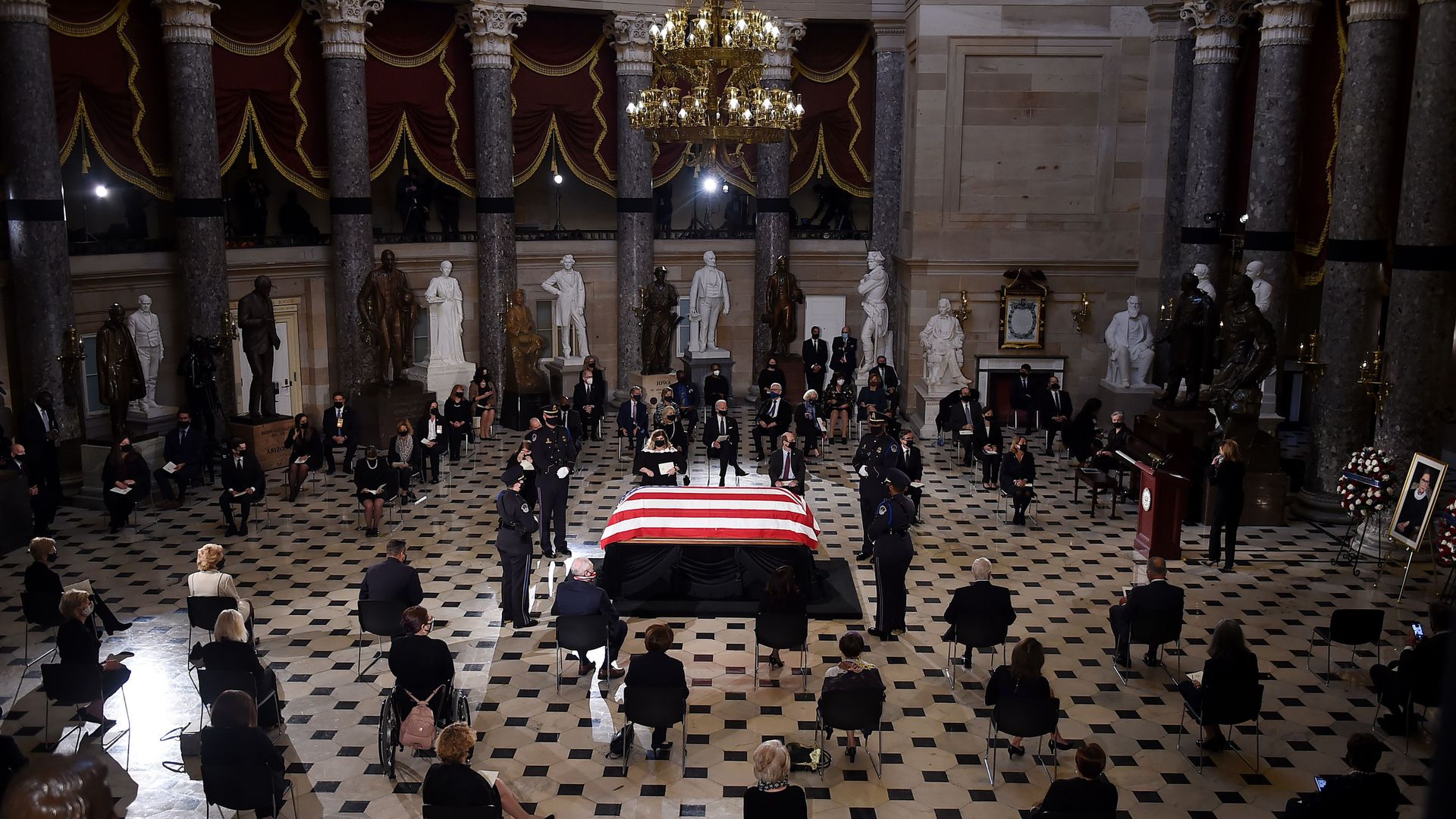 Members of Congress and guests pay their respects to the late Associate Justice Ruth Bader Ginsburg.