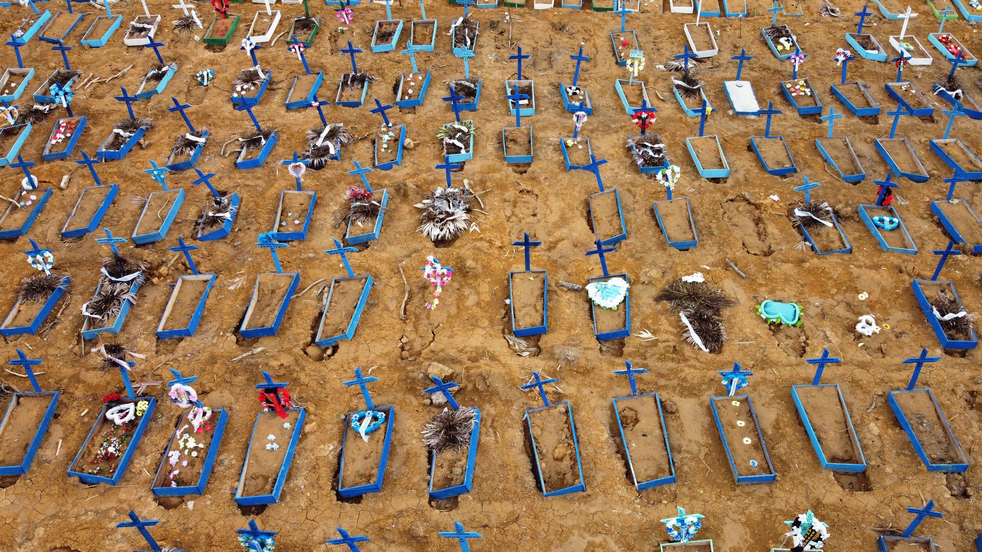 This is a birds-eye view of a cemetery  