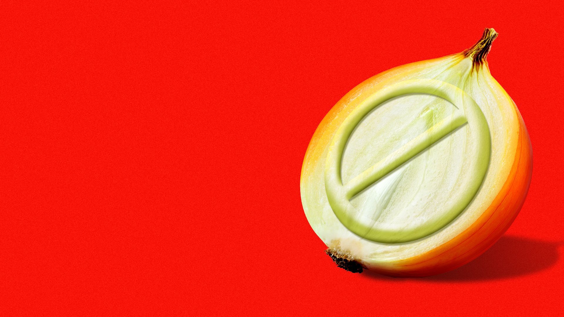 Illustration of an onion with a "no" symbol carved into it