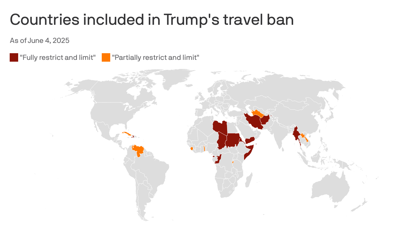 Trump bans 12 countries from travel to US, citing security concerns