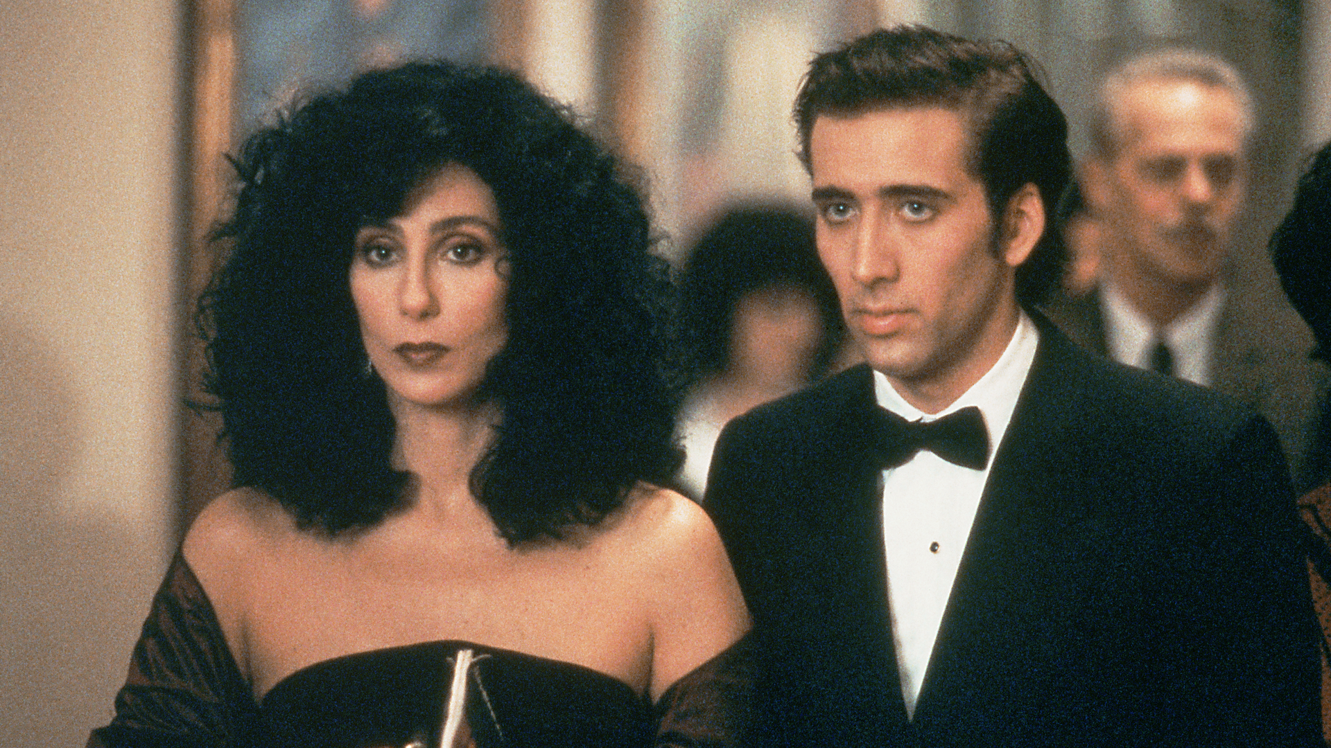 Actors Cher and Nicolas Cage in "Moonstruck."