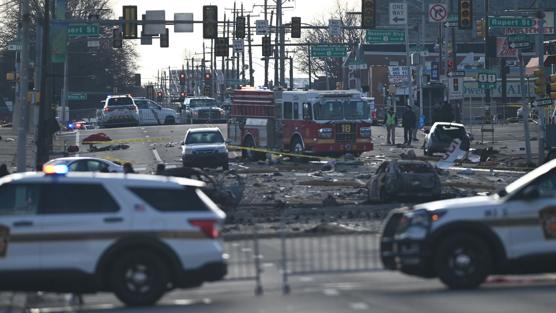 The site in Northeast Philadelphia where a medical transport jet crashed on Jan. 31