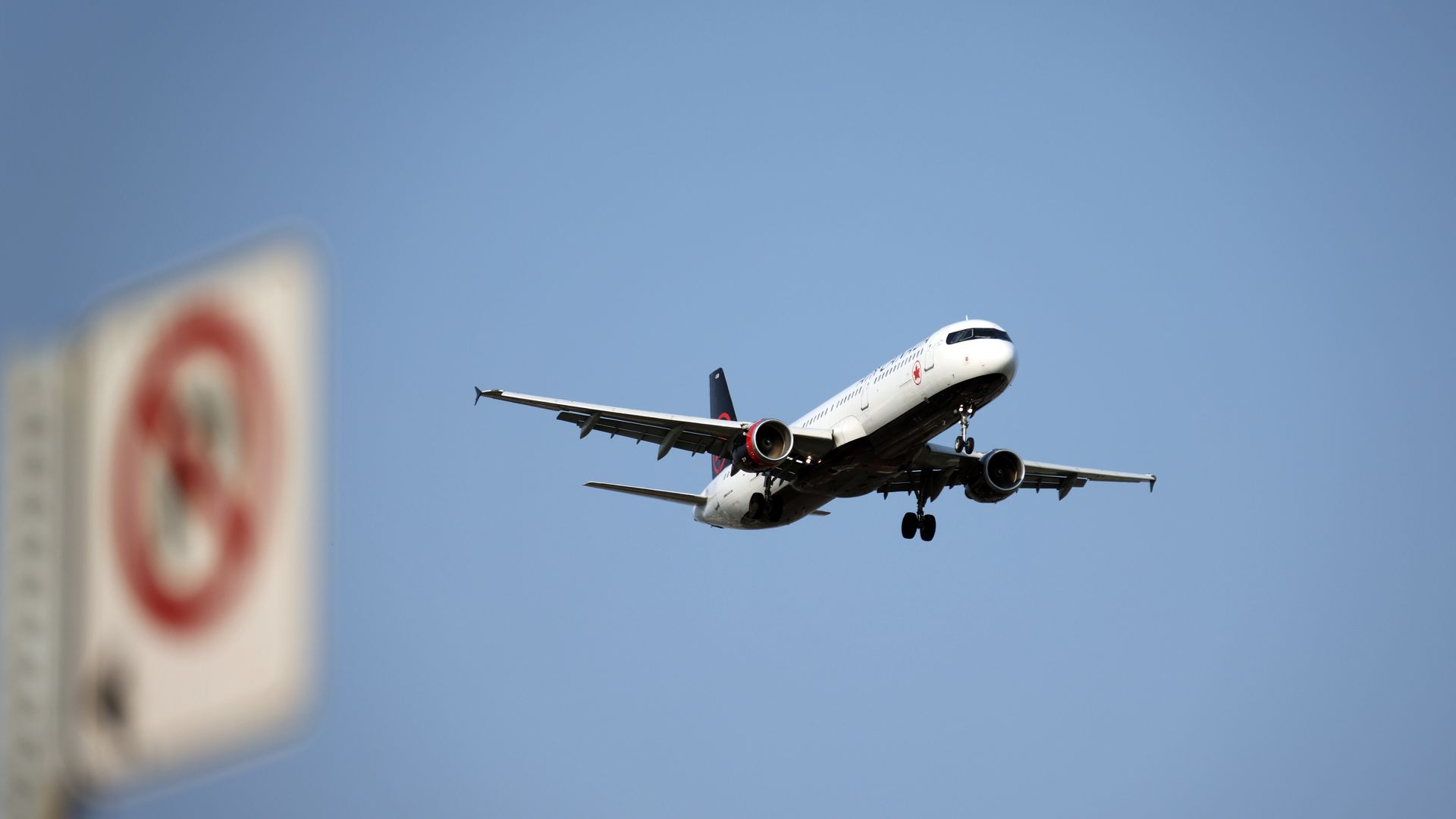 An Air Canada airplane lands at Toronto Pearson International Airport on Aug. 9.