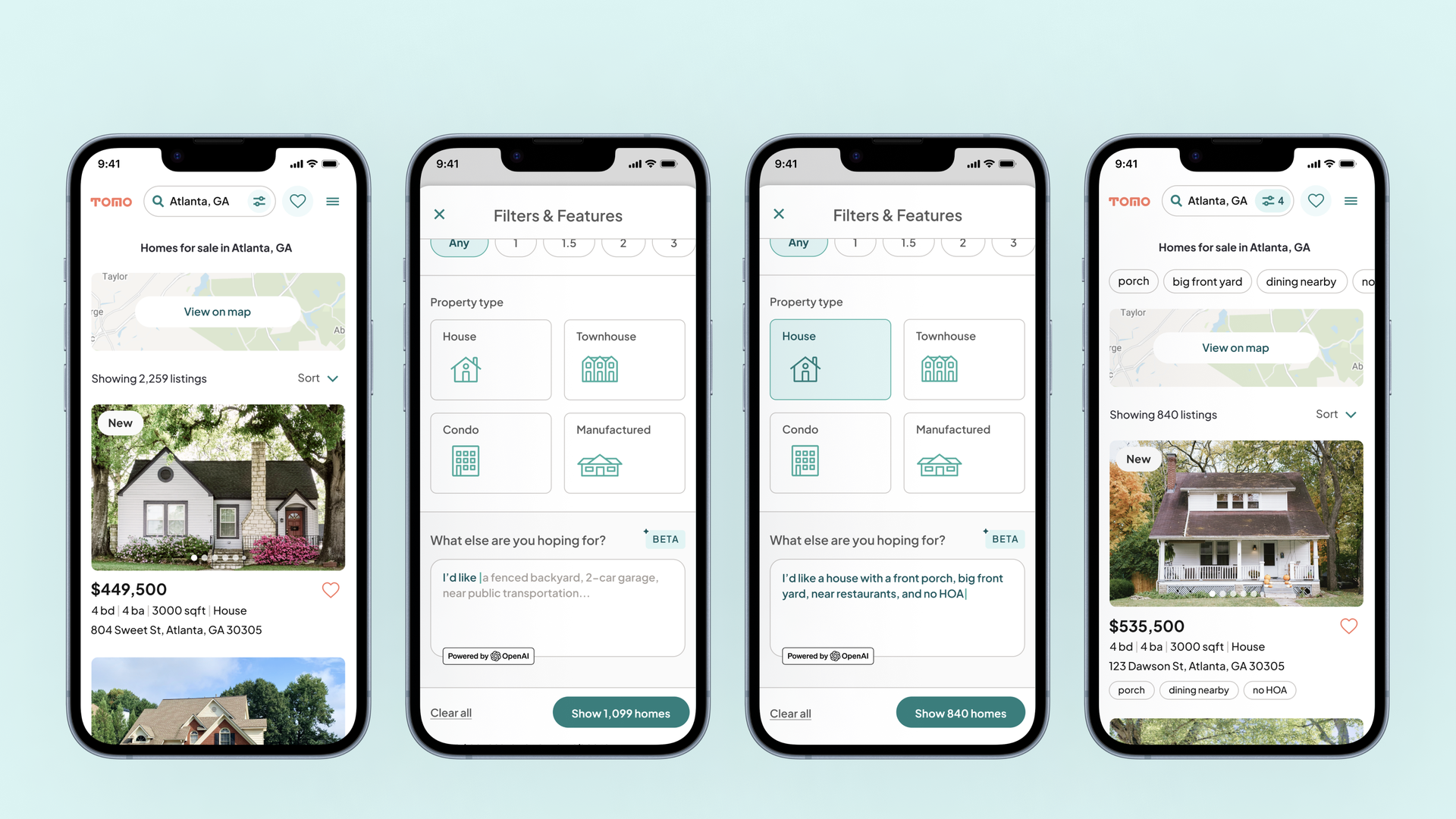 An example of four phone screens 