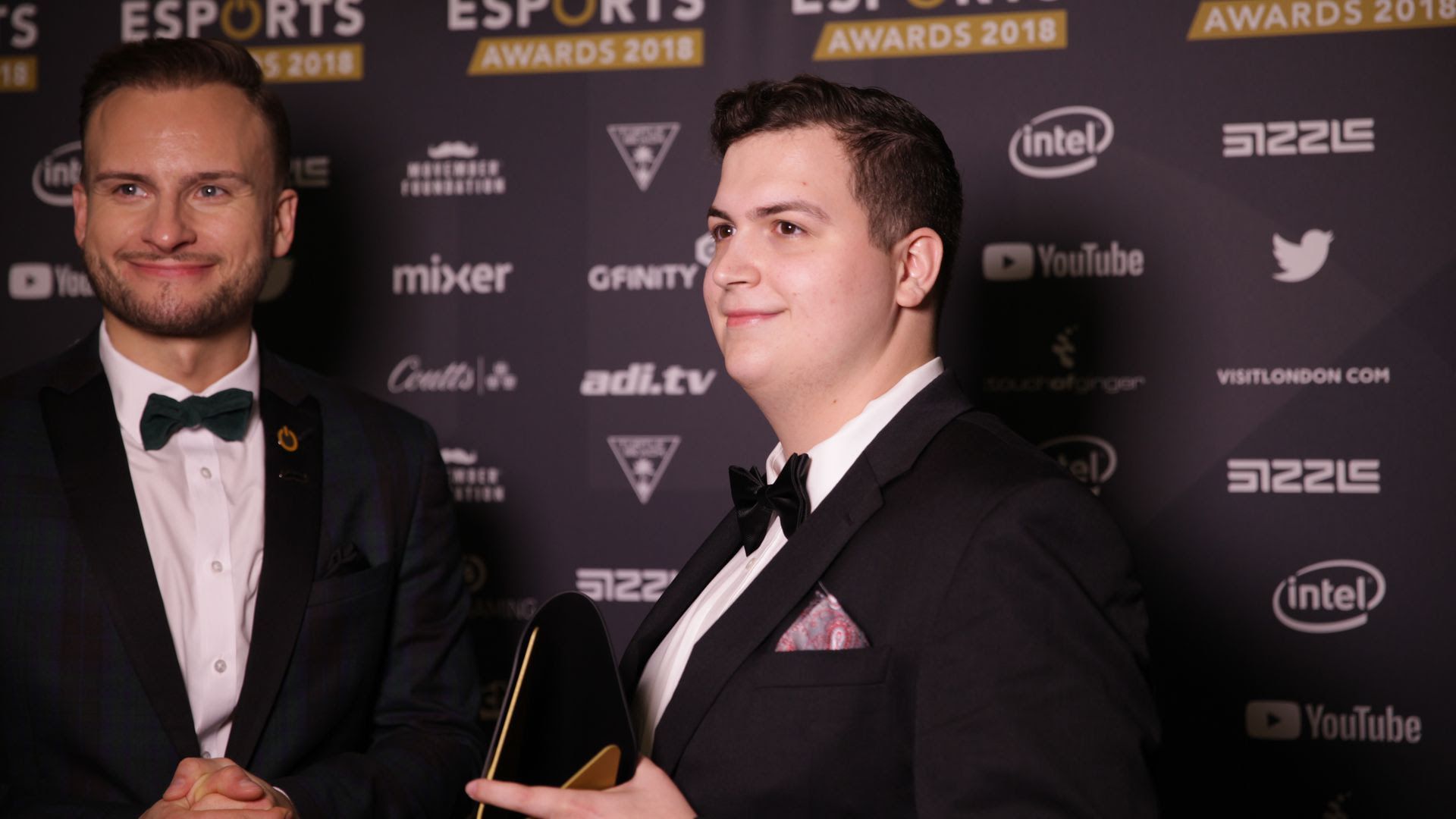 Jacob (right) at the 2018 Esports Awards. Photo: Jacob Wolf