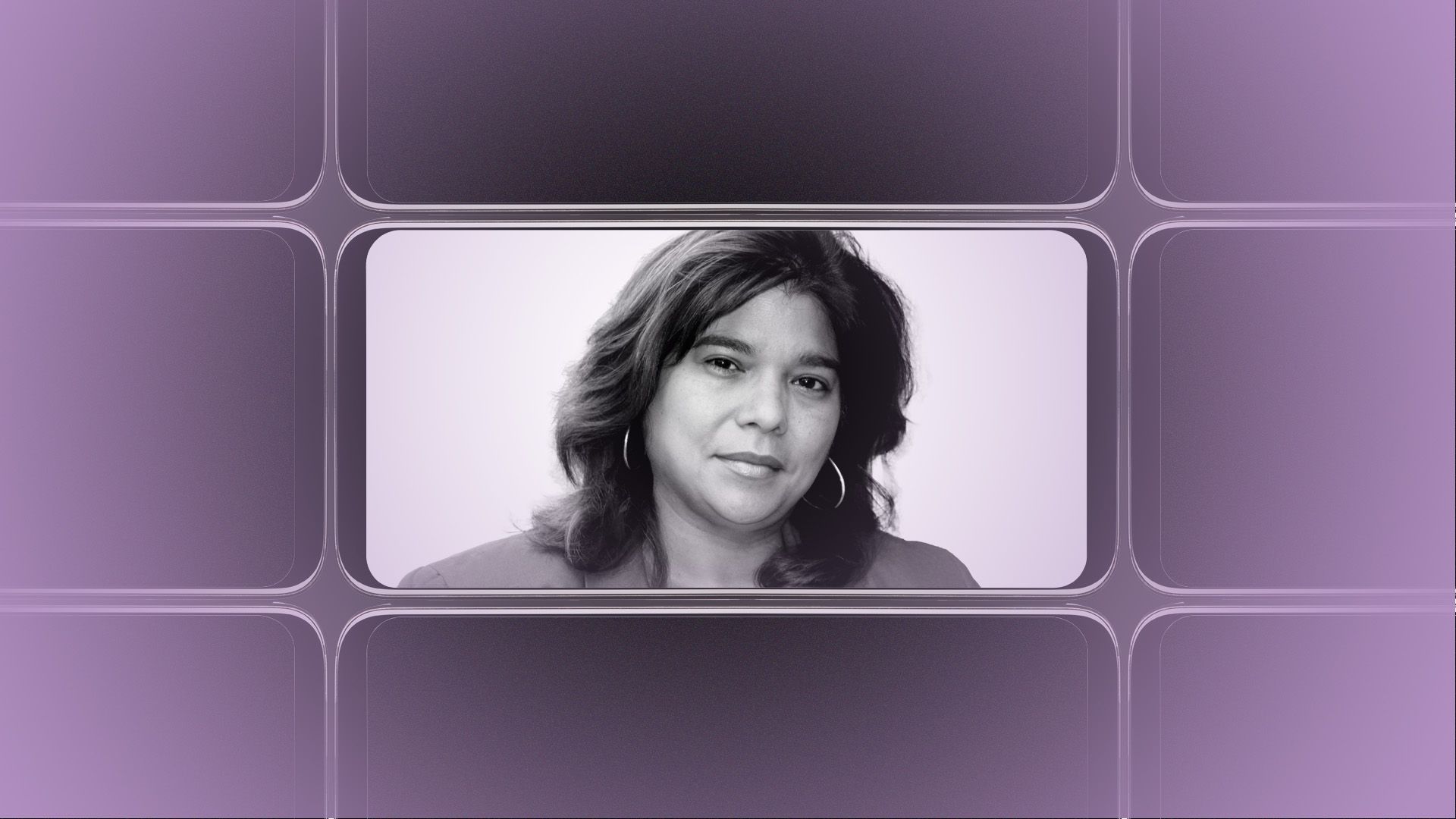 Photo illustration of the new city manager of Boulder Nuria Rivera-Vandermyde surrounded by phone screens