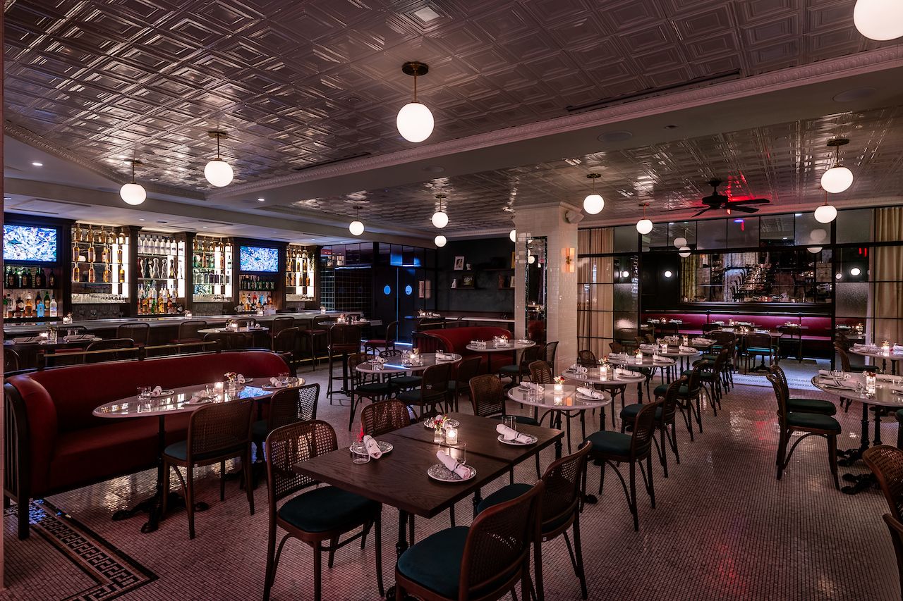 The dining room and bar at Bar Angie