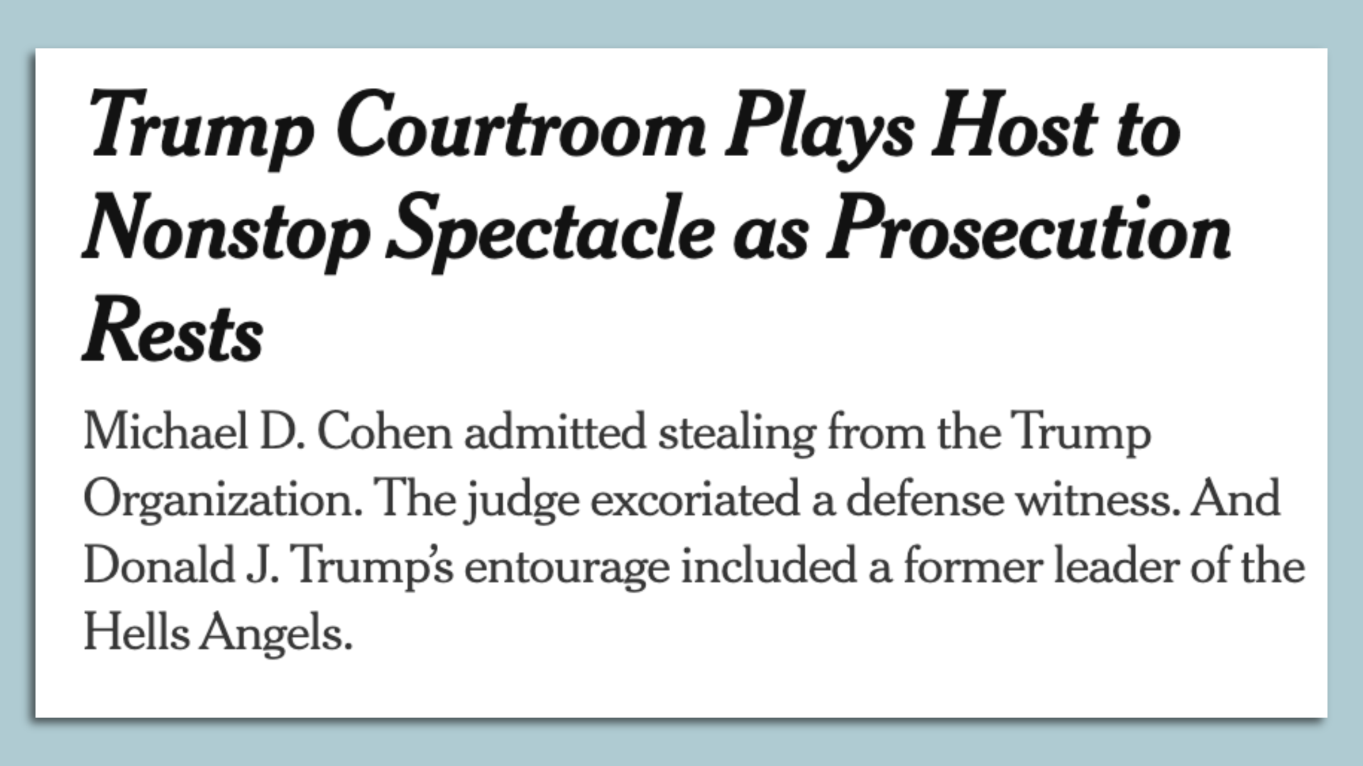 New York Times headline 