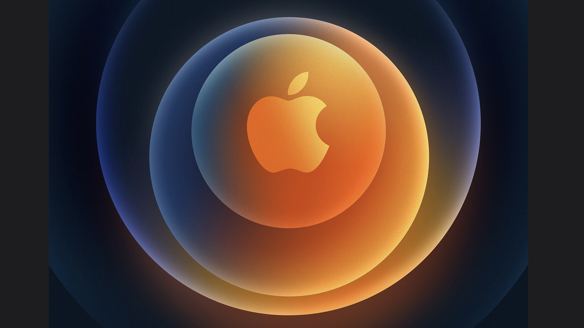 Am illustration of an Apple logo surrounded by several abstract circles