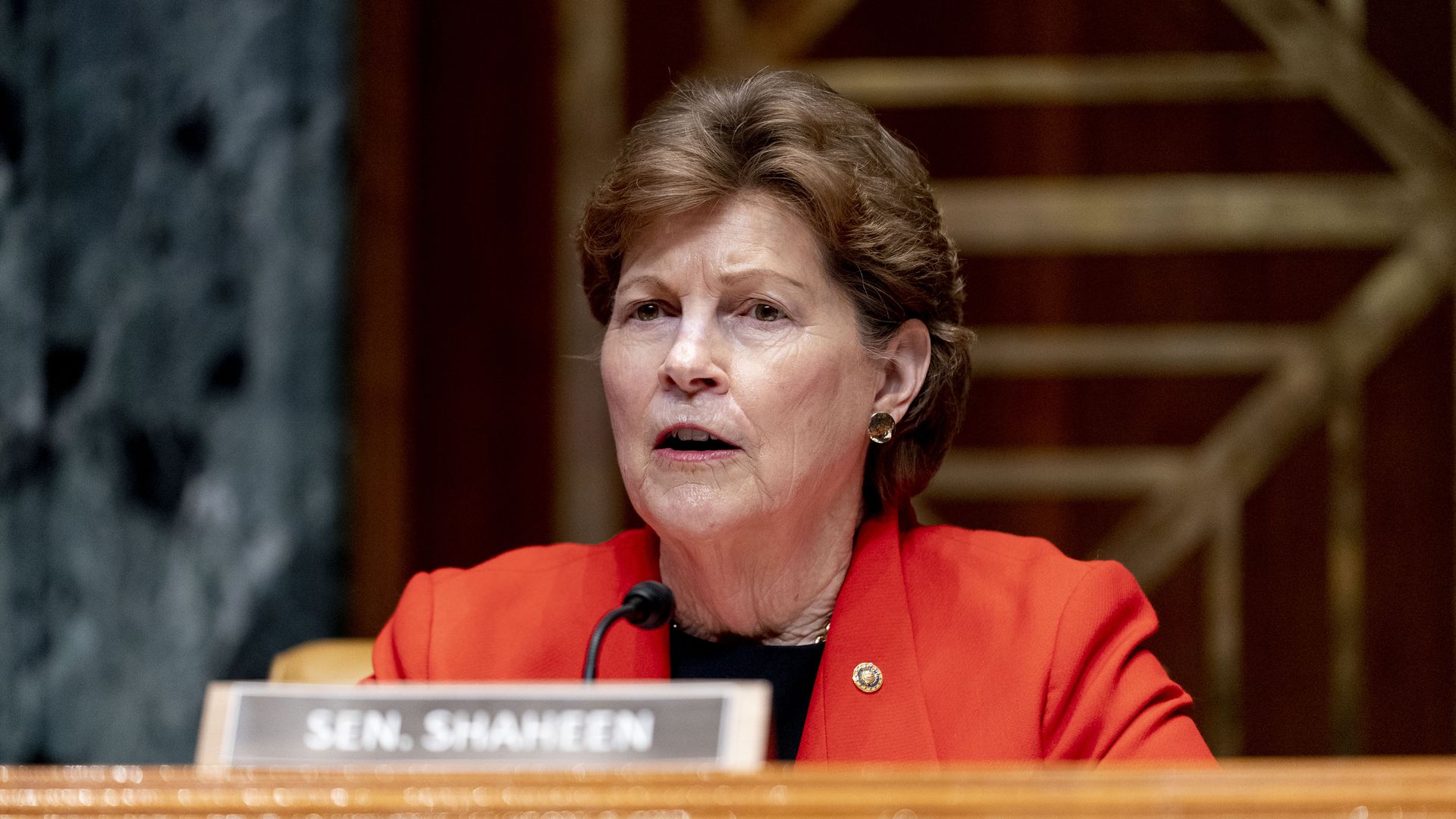 Senator Jeanne Shaheen speaks during a committee hearing